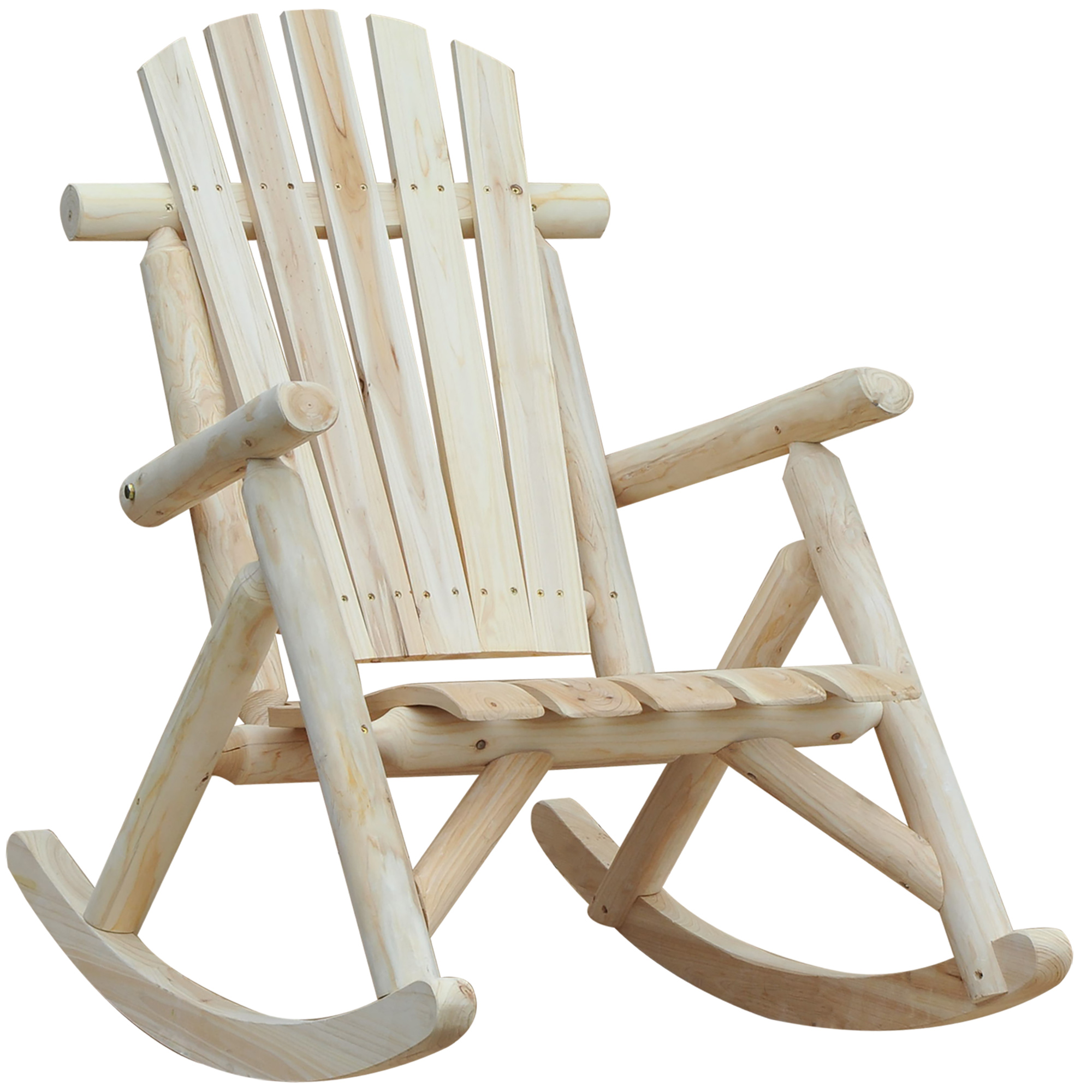 Outsunny Schaukelstuhl Schwingsessel Schaukel Gartenstuhl Relaxstuhl Tannenholz Natur Aosom