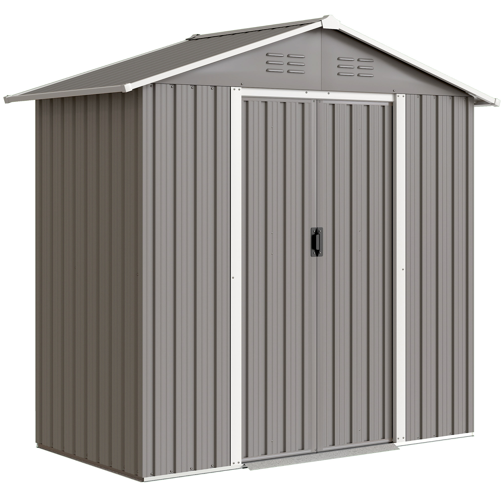 Outsunny 6.5 x 3.5ft Metal Garden Storage Shed - Light Grey