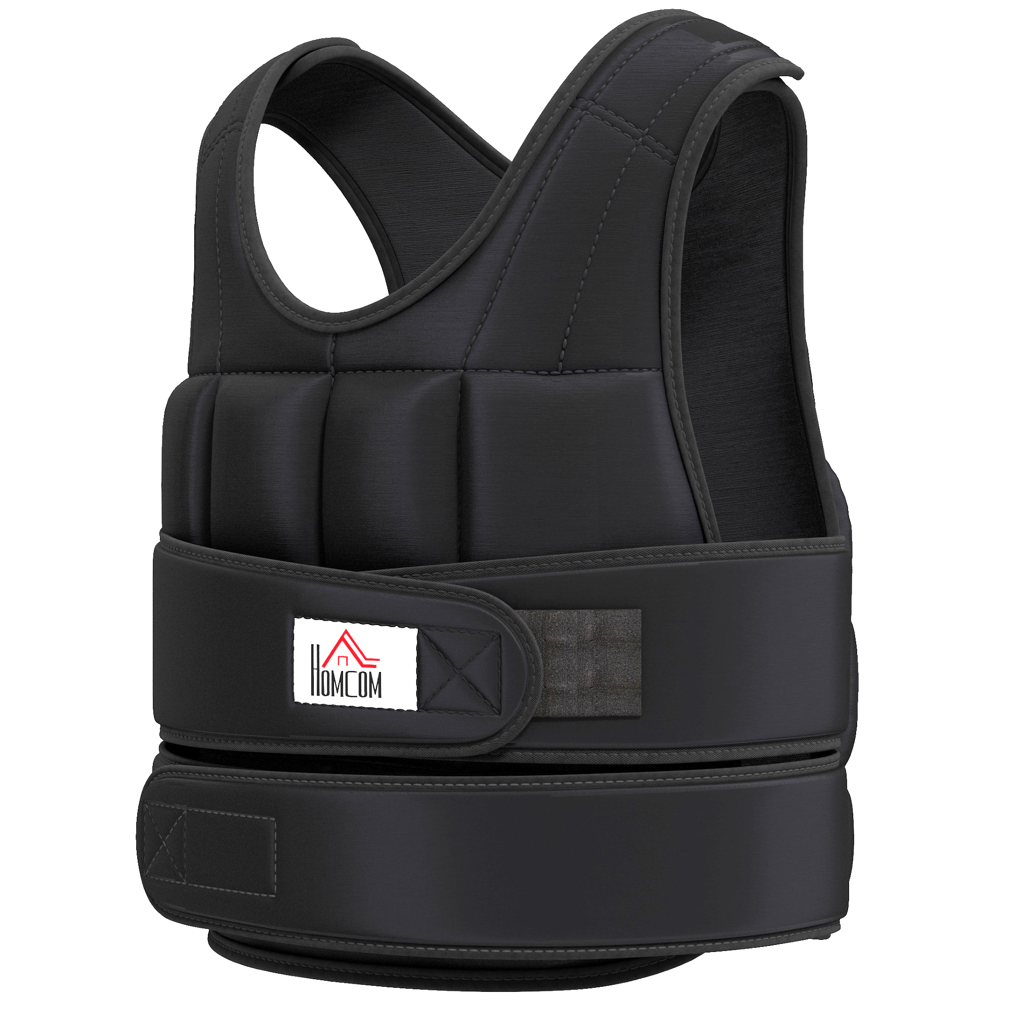 HOMCOM Gilet lesté réglable veste lestée 10 Kg max. poids amovibles entrainement musculation exercice boxe oxford 50x60cm noir