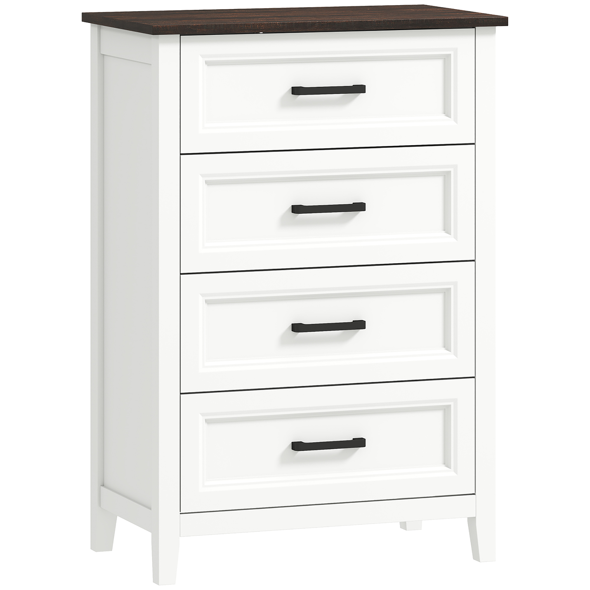 HOMCOM Cómoda Dormitorio Estrecho y Alto con Encimera Efecto Madera Cajonera para Espacios Pequeños 60x35x87 cm Blanco