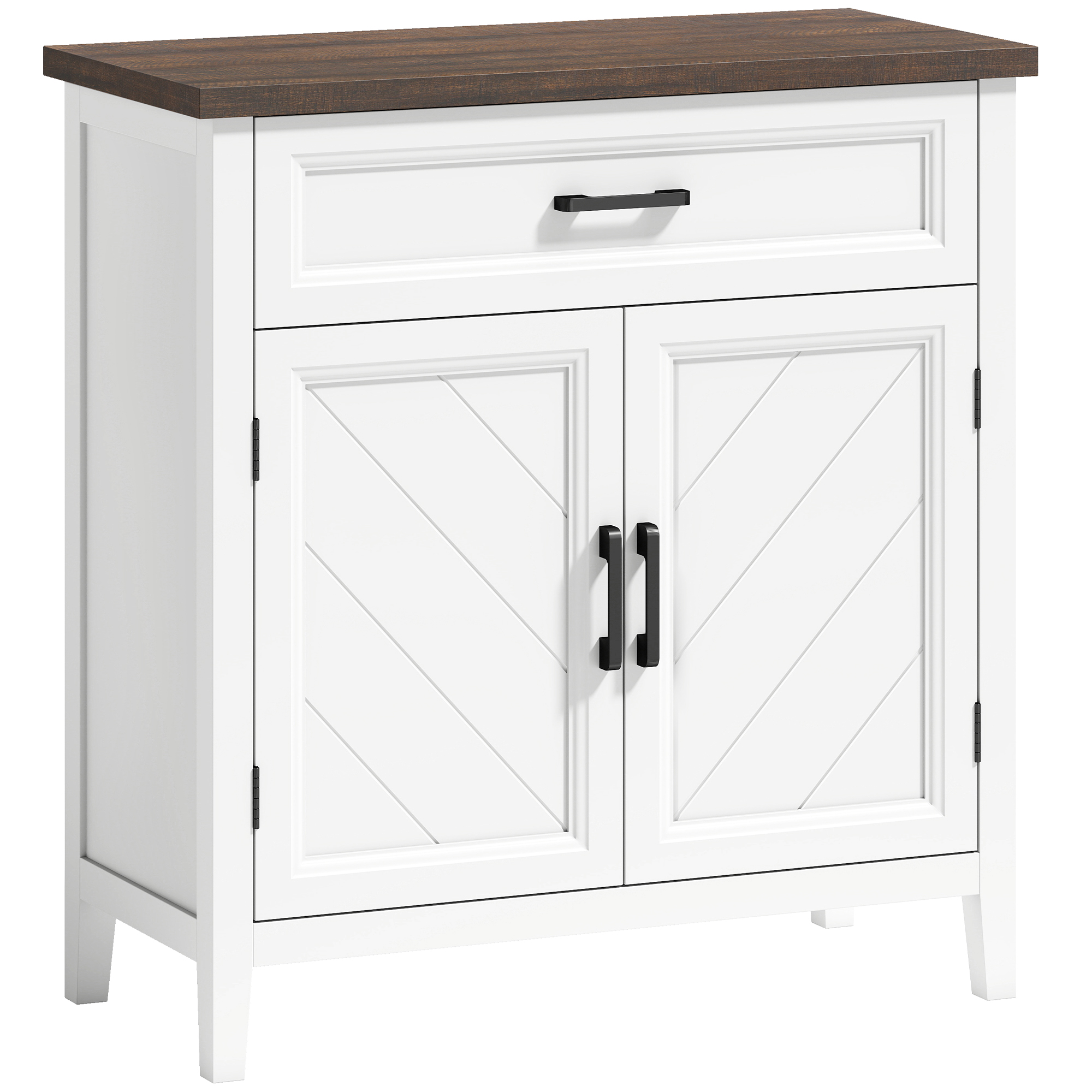 HOMCOM Aparador de salón, mueble de almacenaje con 2 puertas, cajón y estante ajustable, 76 x 35 x 80 cm, blanco