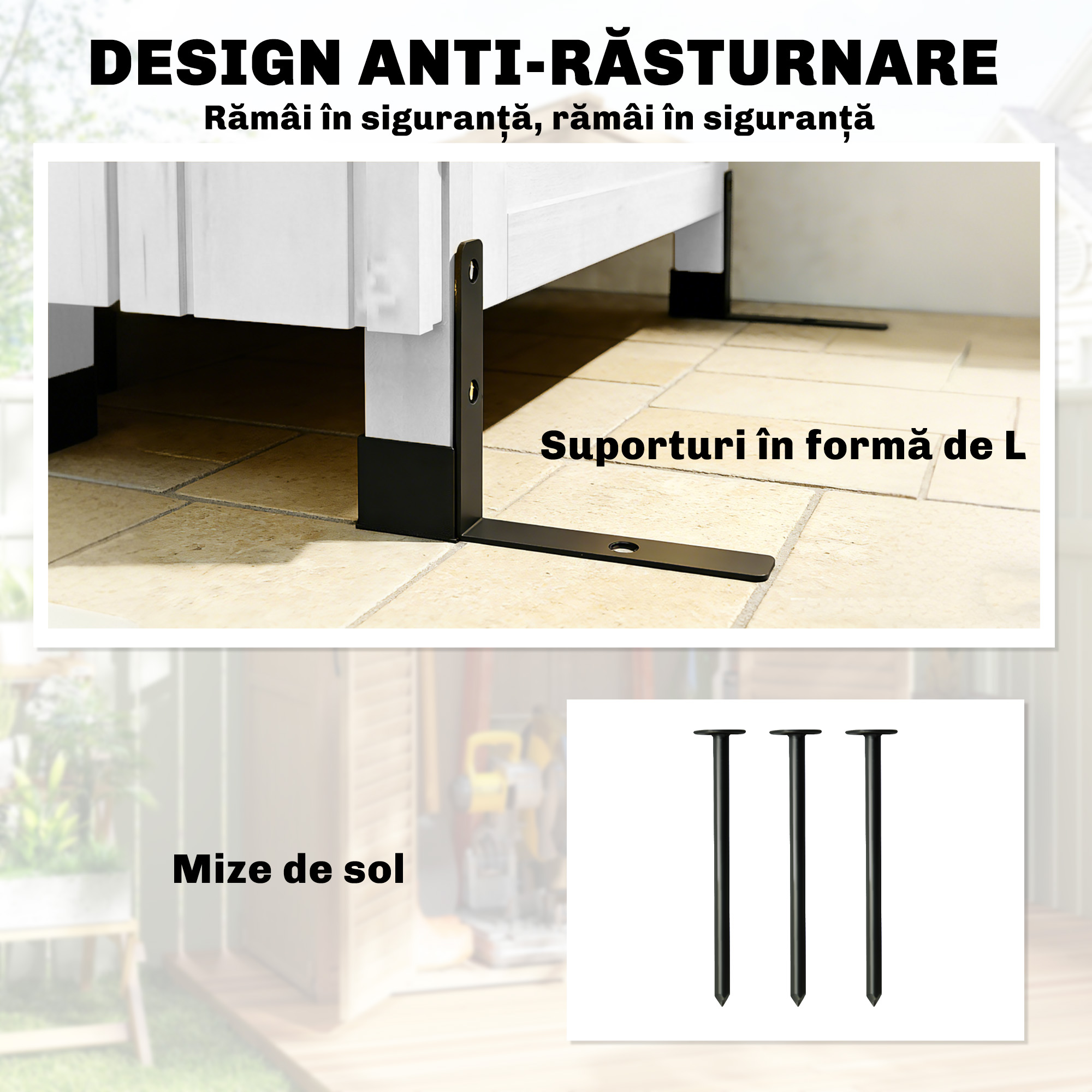  Casuta de Gradina din Lemn, Depozit cu Rafturi Reglabile si Acoperis Zincat [6]