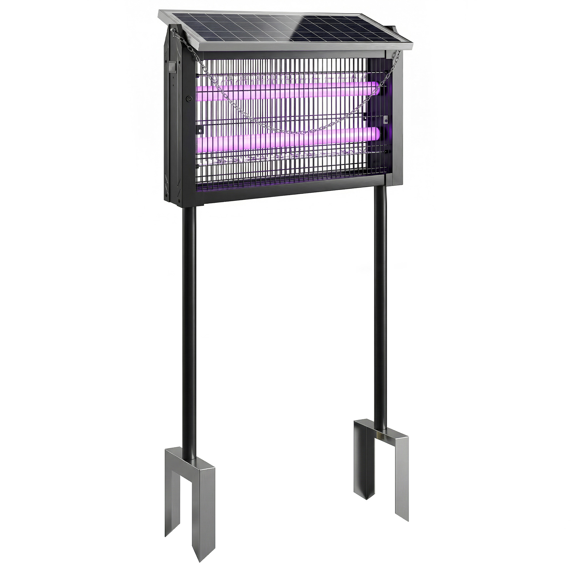 Outsunny Außen-Mückenlampe, solarbetriebenes Mückennetz, interne USB-Aufladung, elektrischer Insektenvernichter mit Schutzgitter, 45x18x90 cm, Schwarz Aosom