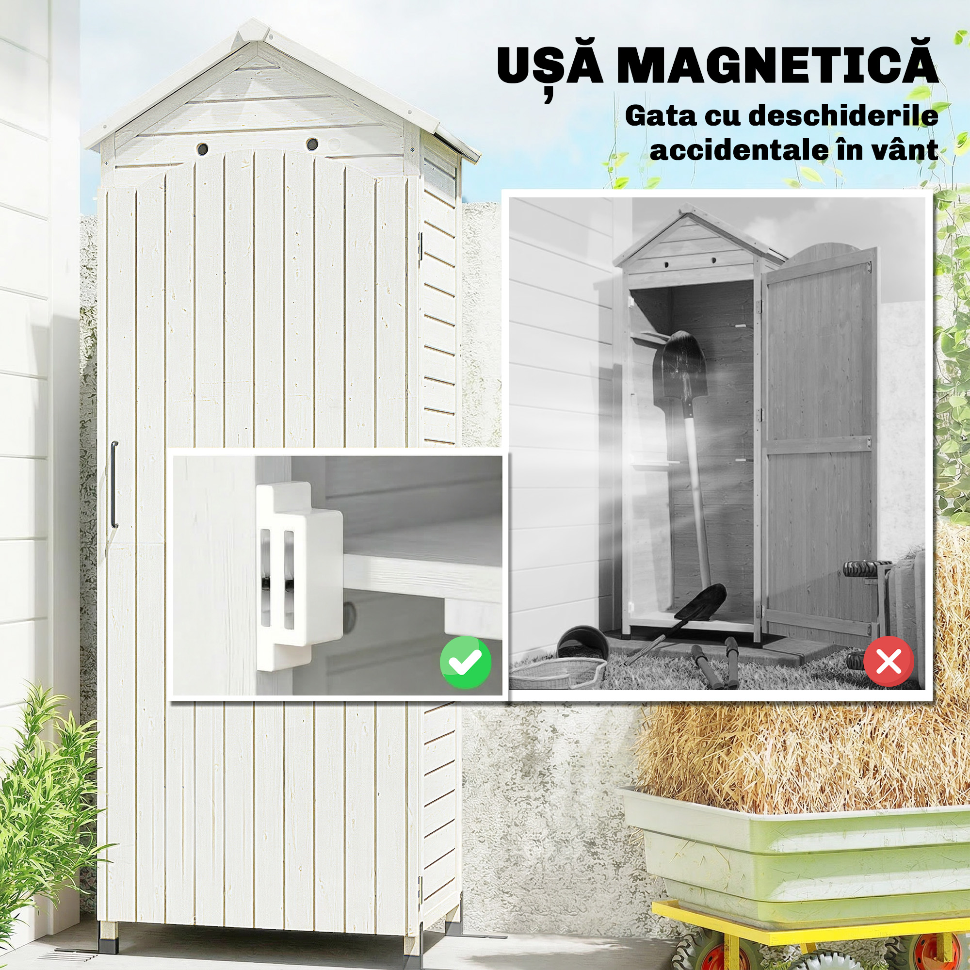  Casuta de Gradina din Lemn, Depozit cu Rafturi Reglabile si Acoperis Zincat [8]