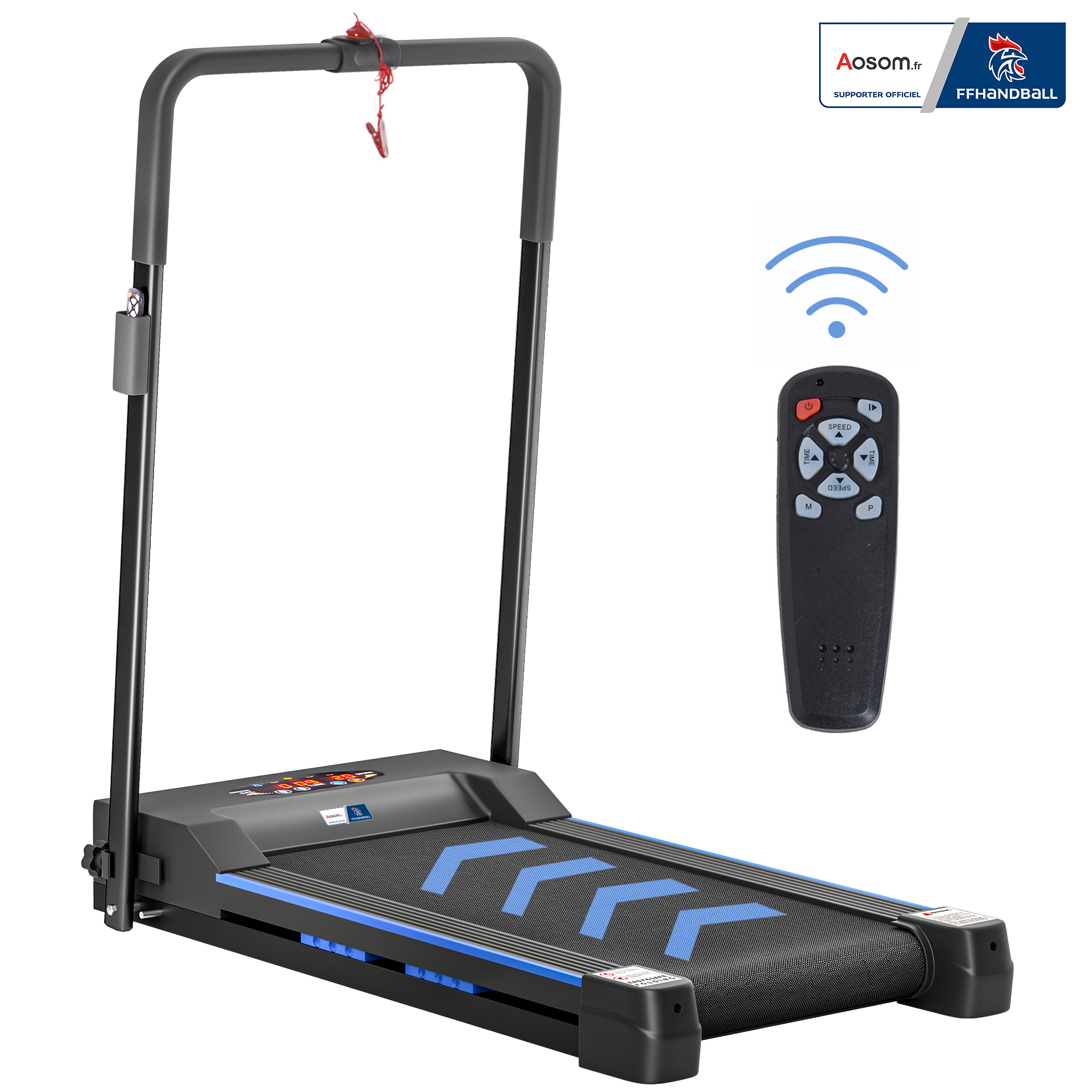 SPORTNOW Tapis de course électrique de marche 370 W pliable télécommande écran LCD vitesse 1-6 Km/h acier noir