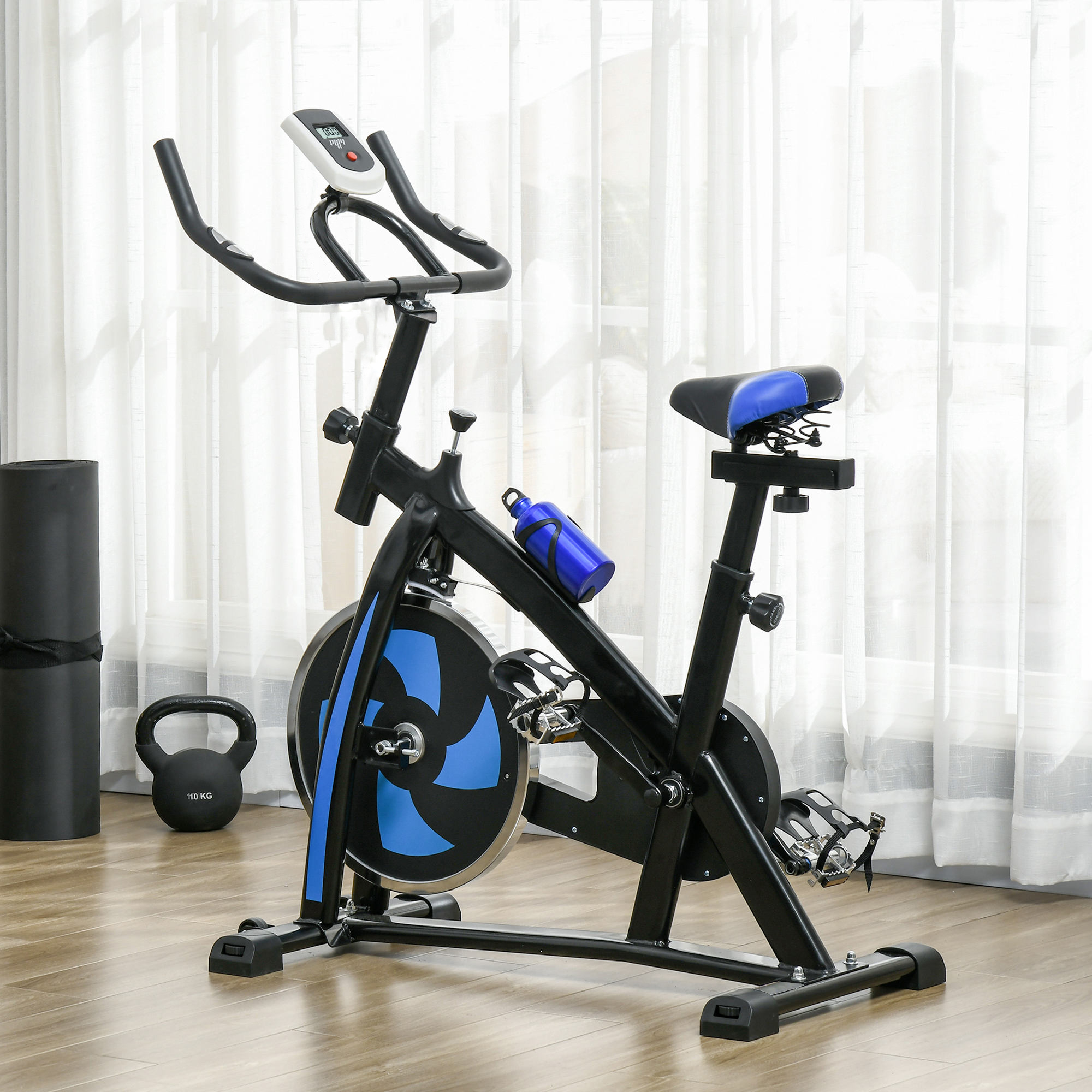 SPORTNOW Vélo D'Appartement Pliable – 8 Niveaux Magnétique Silencieux, Écran LCD, Support Tablette, Selle Réglable – Fitness Maison Compact