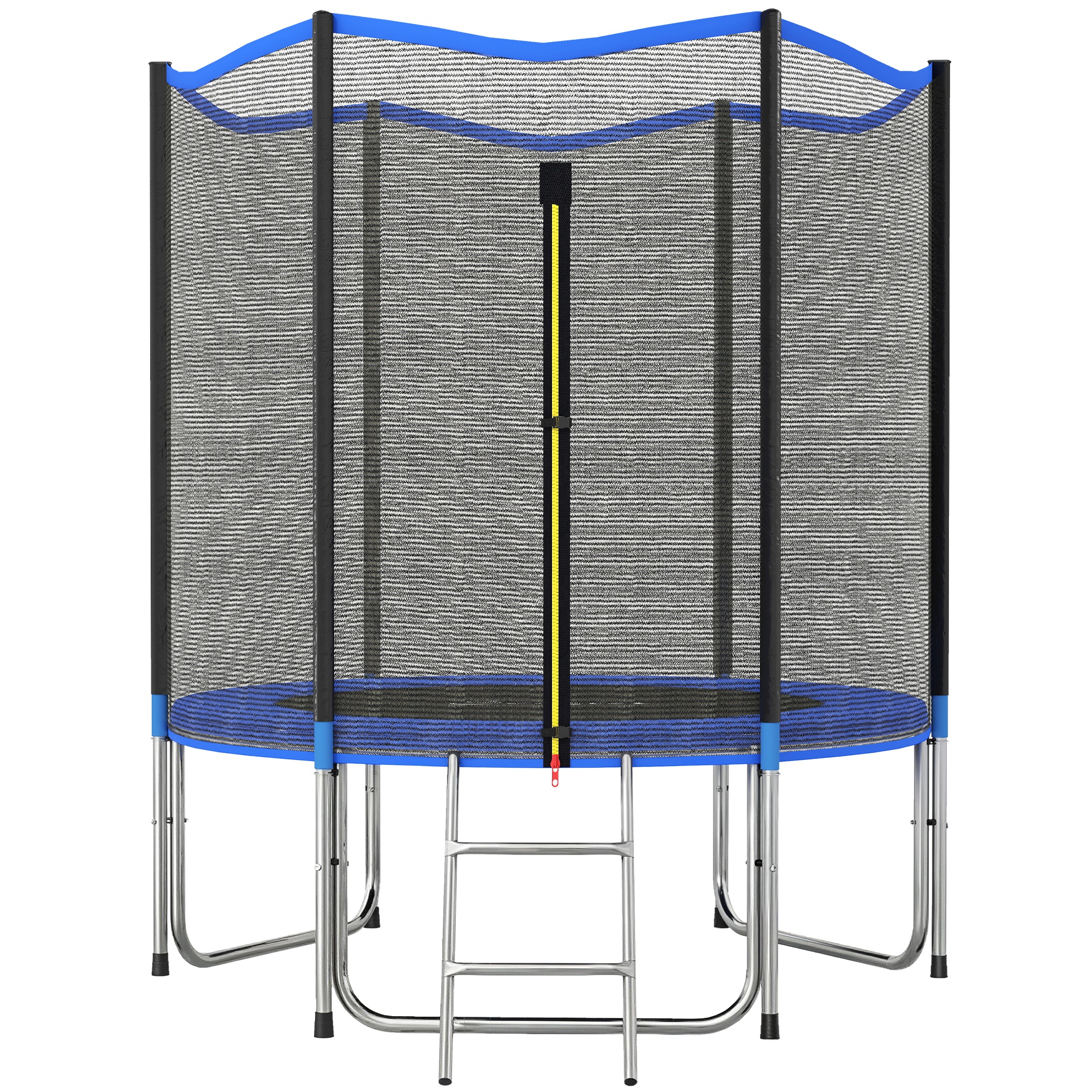 SPORTNOW Cama Elástica para Niños Exterior Ø183 cm, Trampolín para Niños de +6 Años con Red de Seguridad, Escalera, Acolchado de Muelles y Marco de Acero Galvanizado, Carga 80 kg Aosom