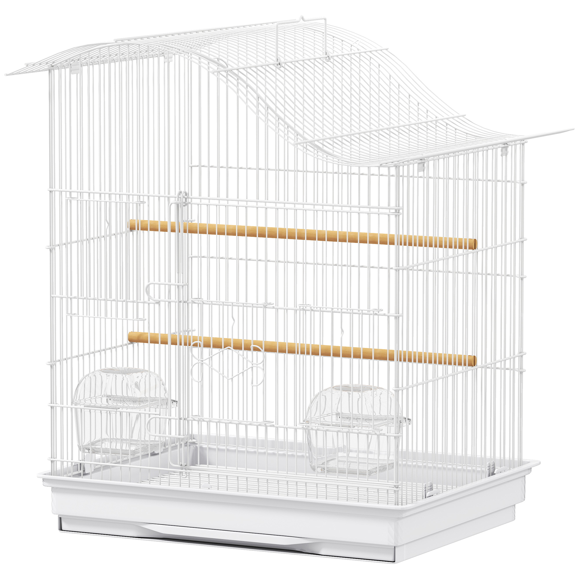 Comparer les prix de PawHut Cage à oiseau volière avec 4 portes, 2 perchoirs, plateau coulissant, pour inséparables perruches 4,7,5x36x54,5cm, blanc