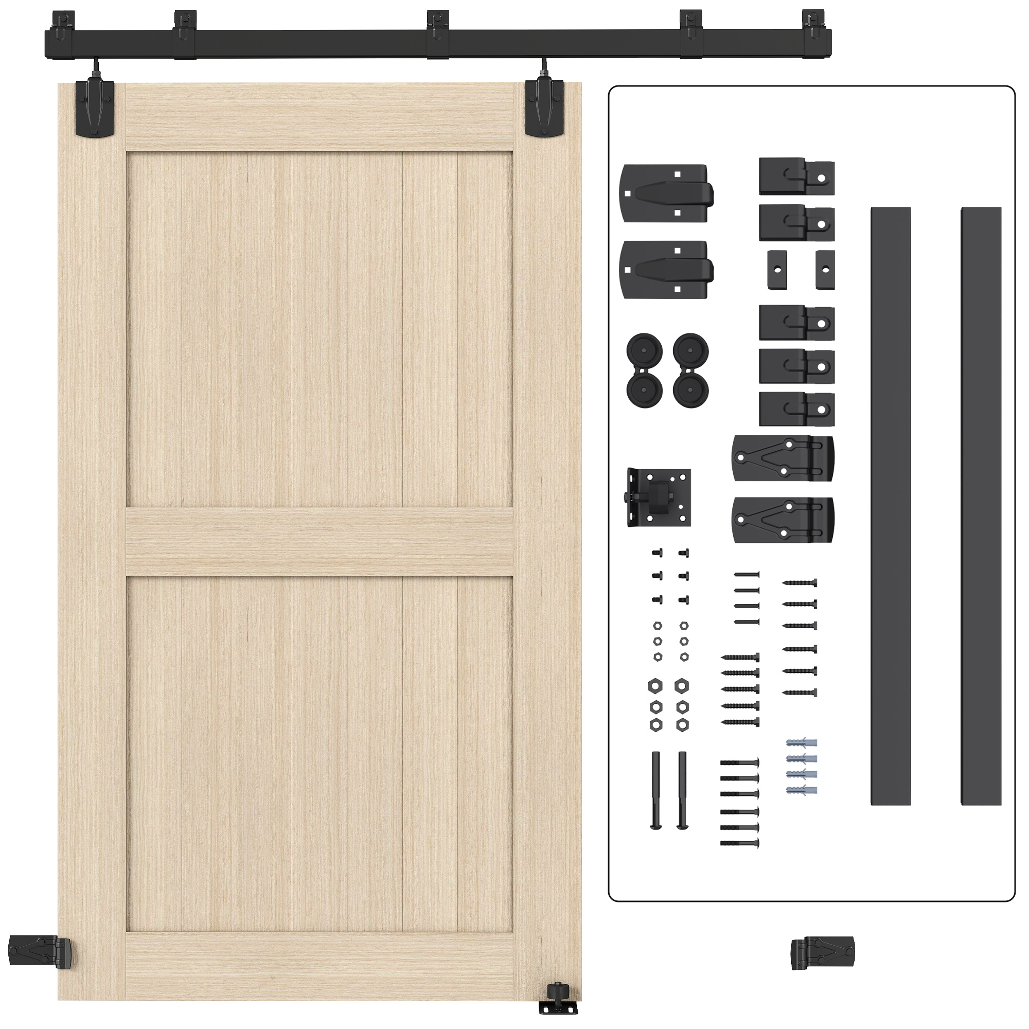 HOMCOM Kit de quincaillerie pour porte coulissante charge lourde 183 cm Noir pour portes simples