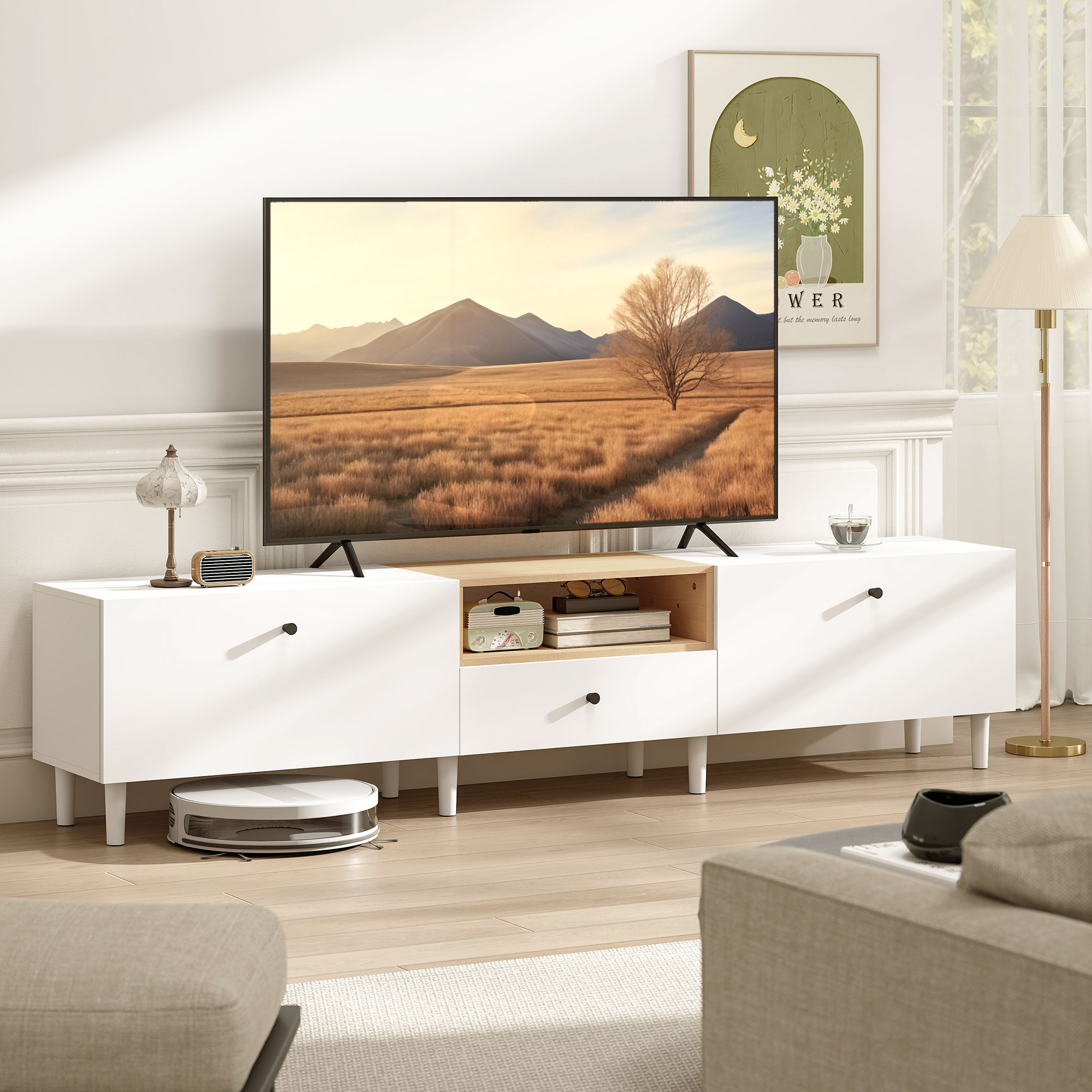 HOMCOM TV Schrank TV Board für Fernseher bis zu 90 Zoll 200 cm TV Lowboard günstig online kaufen