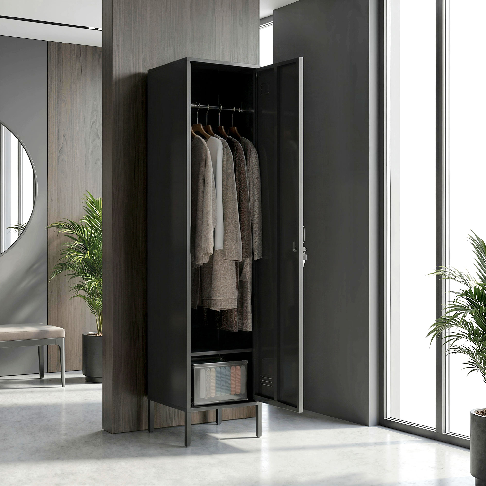 HOMCOM Stahl Spind Schrank Stahlschrank Abschließbar Schließfachschrank mit günstig online kaufen