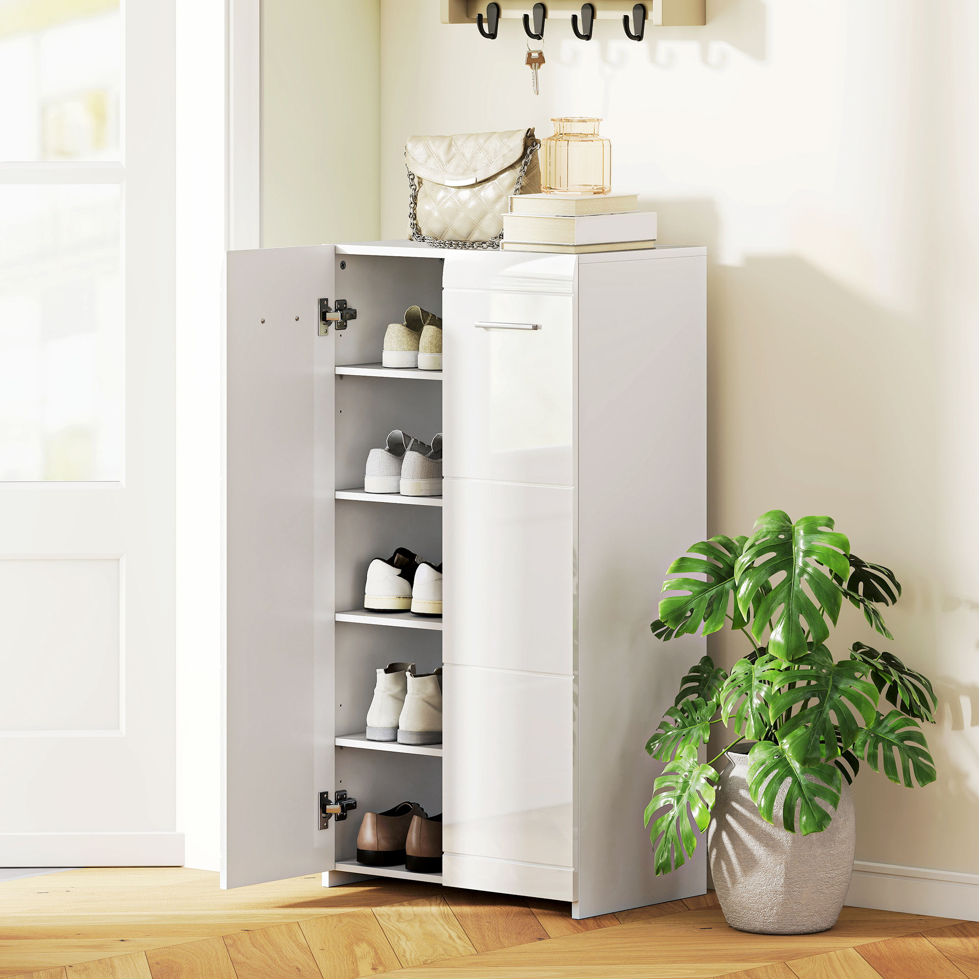 HOMCOM Schuhschrank, Schuhaufbewahrung mit 2 Türen, 5 Ebenen, Flurschrank m günstig online kaufen