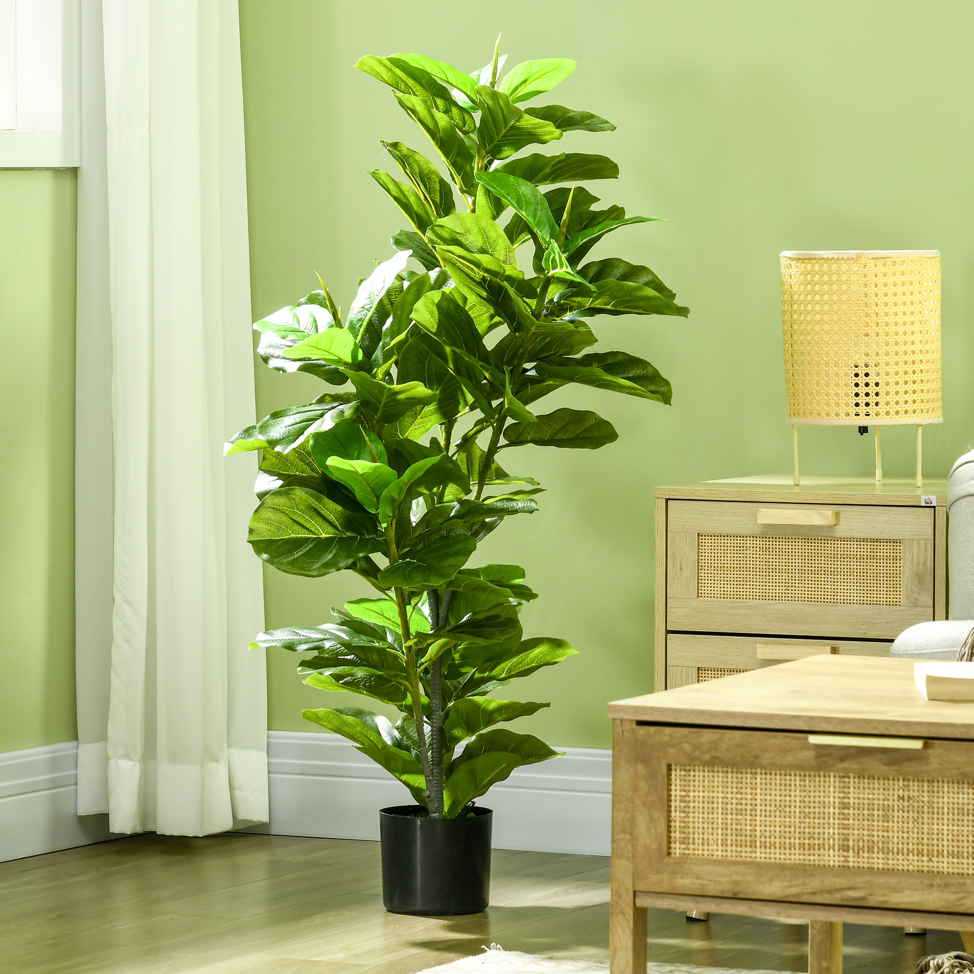 HOMCOM Künstliche Ficus-Pflanze, 110 cm hoch mit 90 Blättern & Topf, Dekora günstig online kaufen