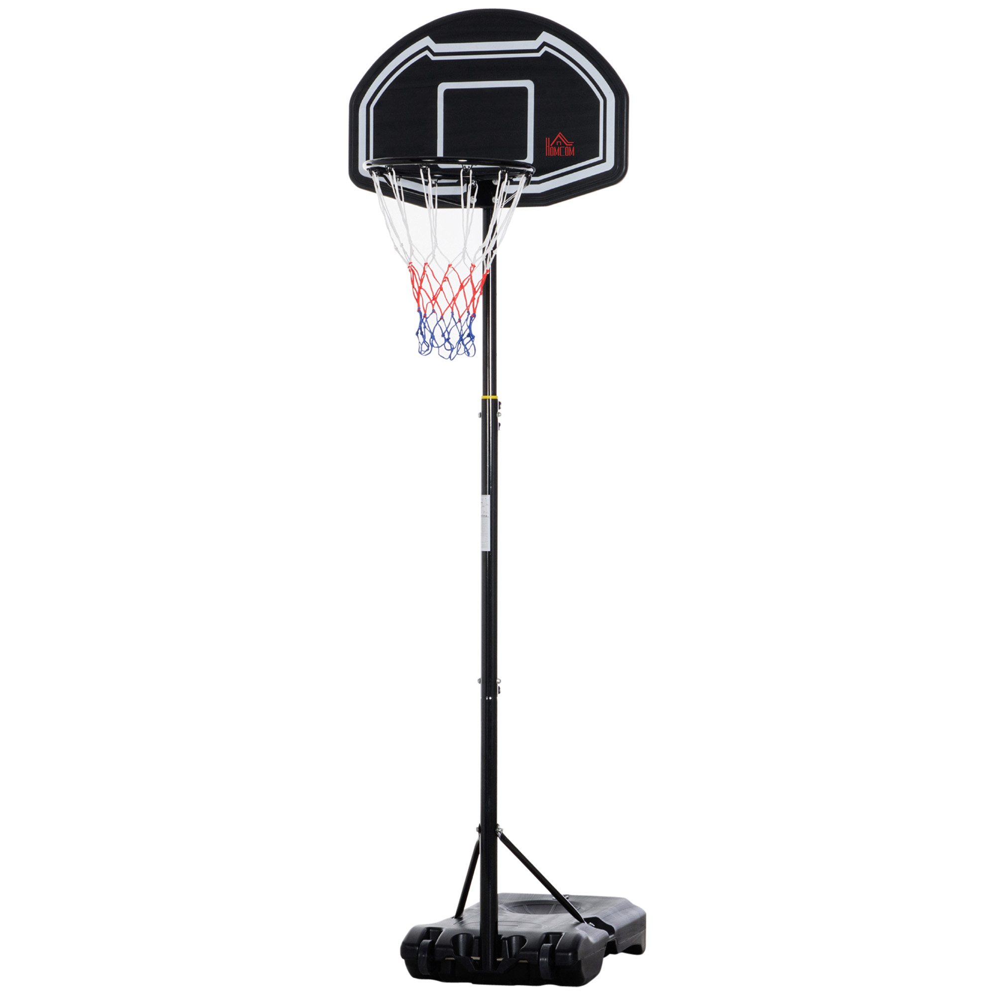 HOMCOM Panier de basket extérieur hauteur réglable 197,5-254 cm panier de basket sur pied à roulettes base remplissable noir
