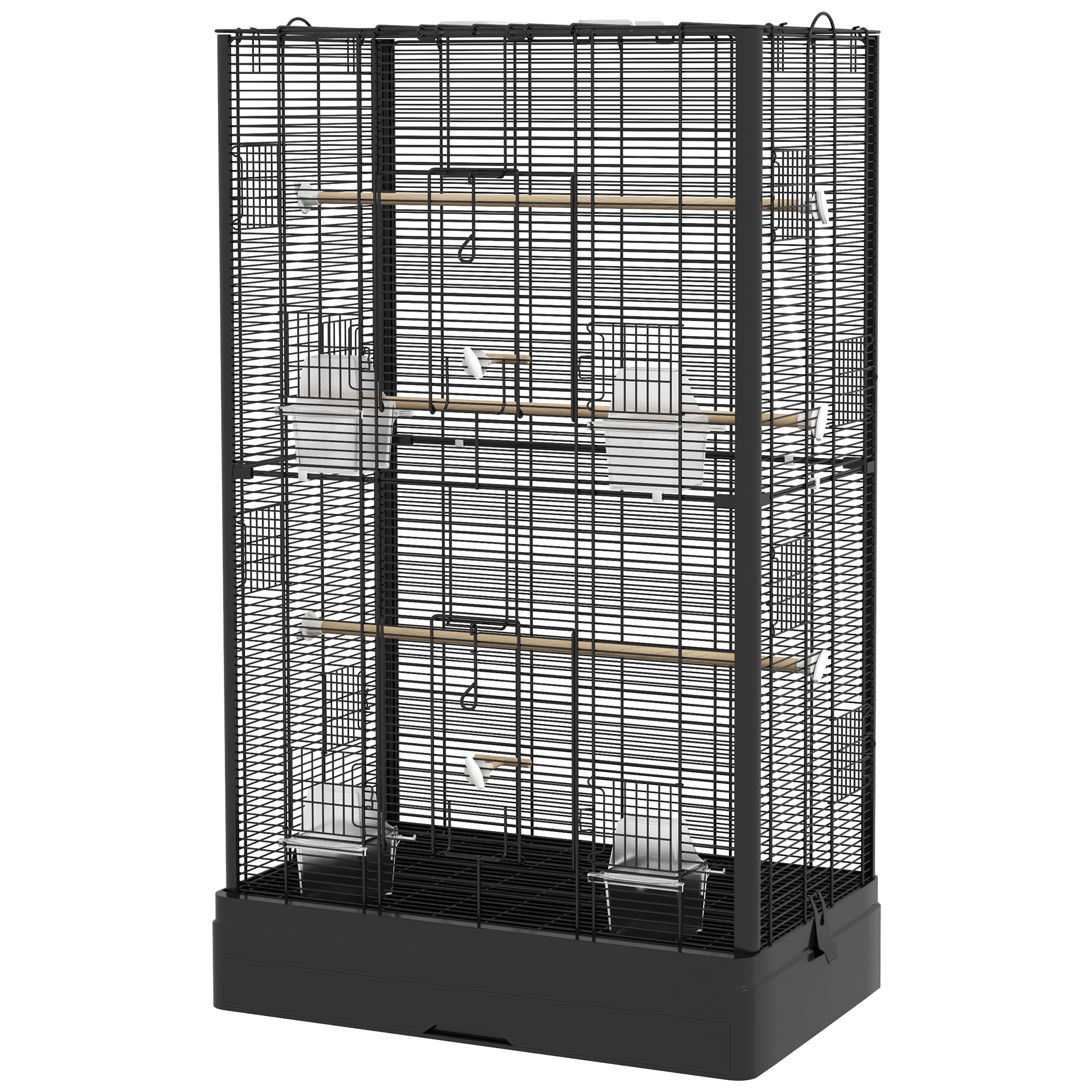 Meilleurs prix pour PawHut Cage à oiseaux volière avec portes perchoirs cage pour canaris perruches perroquets 61 x 36,5 x 98 cm noir