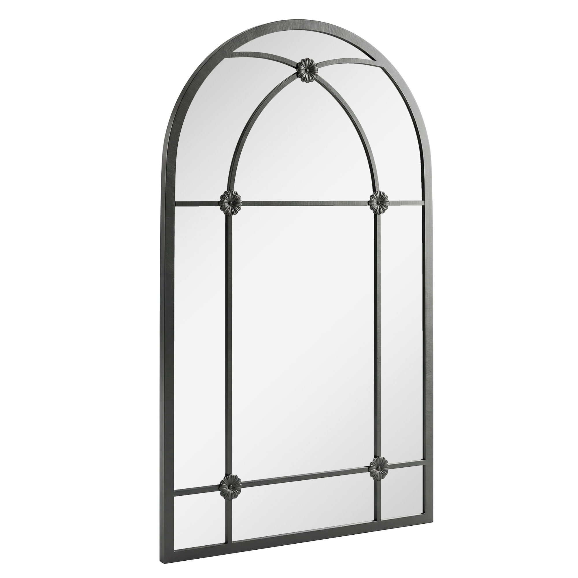 Outsunny Arched Mirror, Shatterproof Acrylic Windowpane Wall Mounted Mirror with Robust Metal Frame, 100 x 60 cm, Black