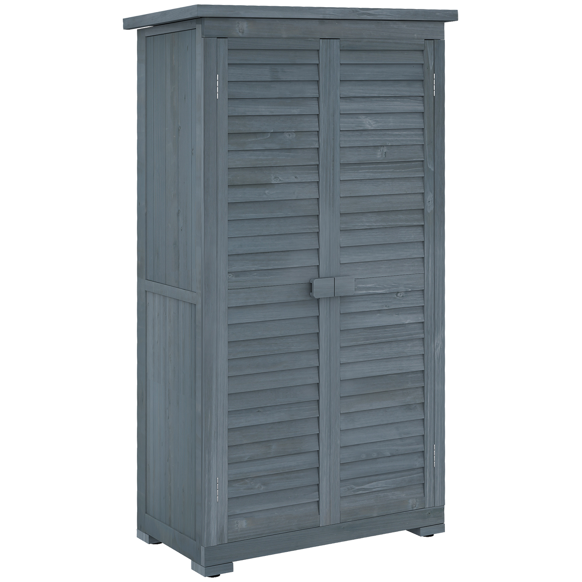 Outsunny Armadio da Giardino in Legno con 2 Porte a Persiana e Ripi...