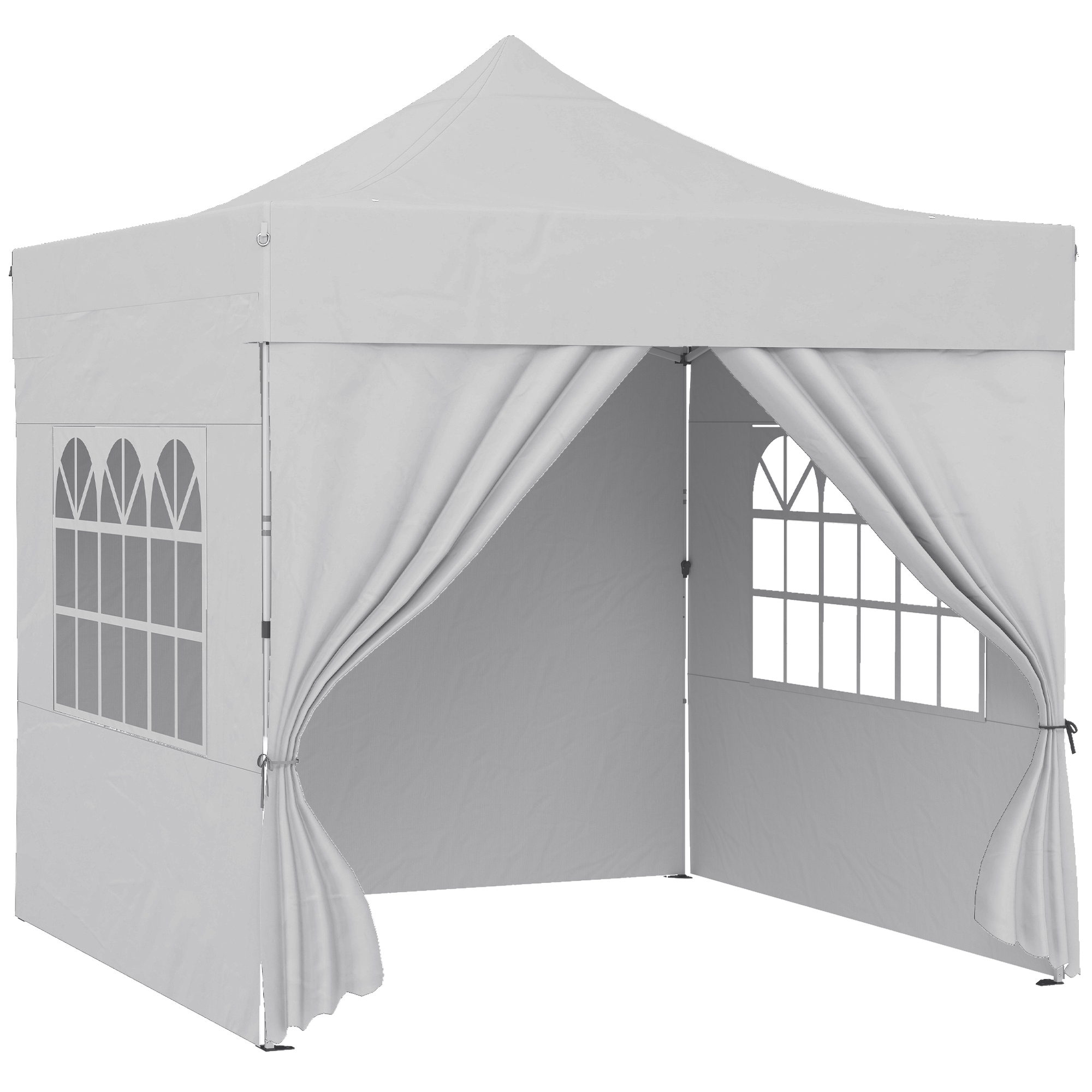 Outsunny 3 x 3 m Pop Up Gazebo with Sidewalls, UPF50+ Heavy Duty Garden Party Tent Marquee with Wheeled Carry Bag, Silver Grey