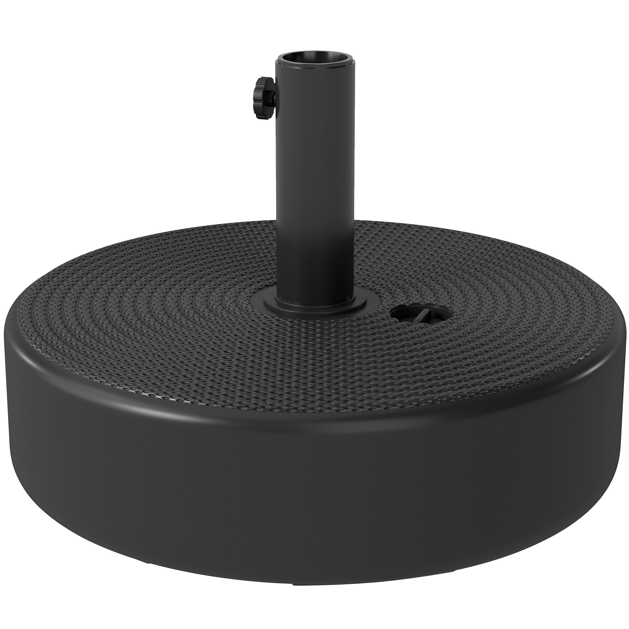 Outsunny Pied de parasol, socle parasol extérieur Remplissable jusqu'à 19 kg avec Sable ou 15 kg avec Eau, Ø 45 x 30,5 cm, noir