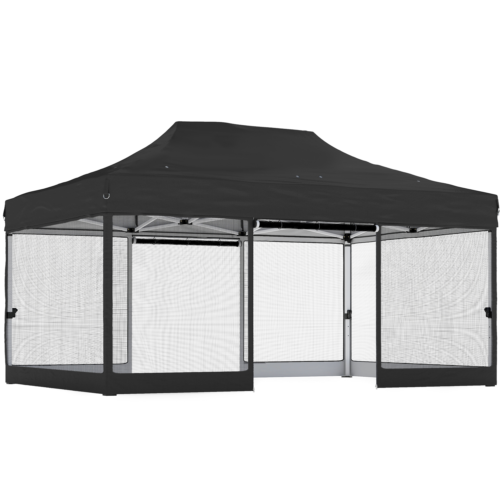 Outsunny 3 x 4.5 m Pop Up Gazebo with Mesh Nettings, UPF50+ Heavy Duty Outdoor Garden Party Tent Marquee, Black