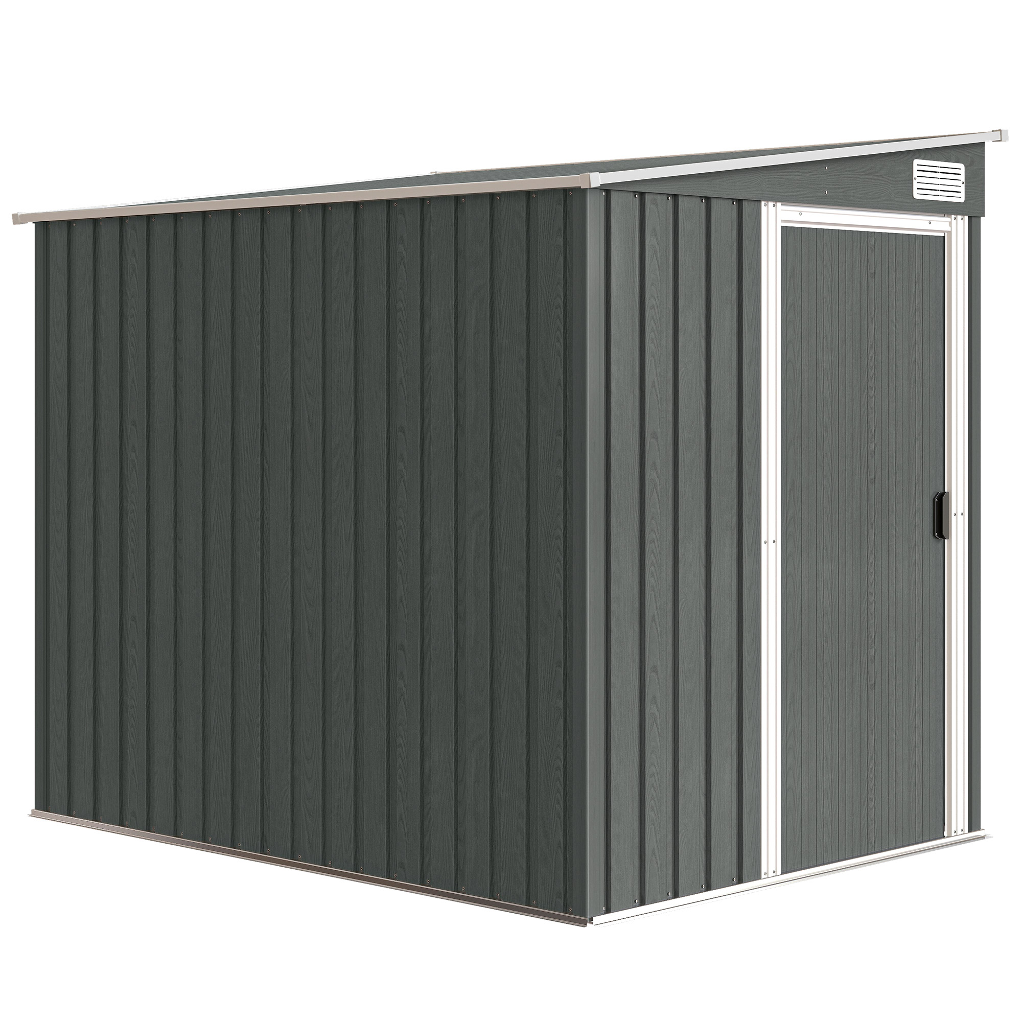 Outsunny 7 x 5ft Galvanised Metal Shed, with Sliding Door - Light Grey