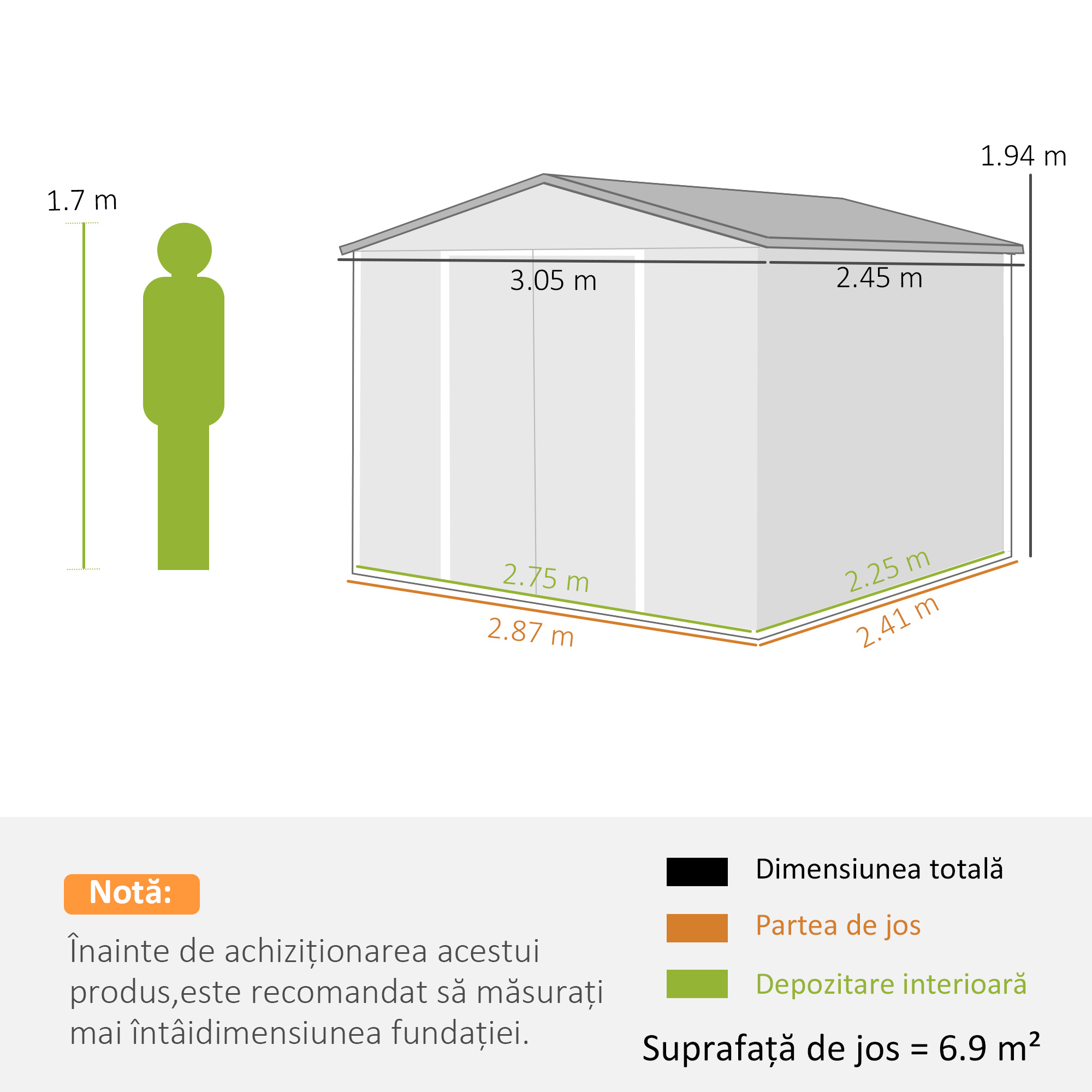  Magazin din Metal 305 x 245 cm, Depozit de Gradina Robust cu 4 Guri de Aerisire si Usi Duble cu incuietoare, Maro [2]