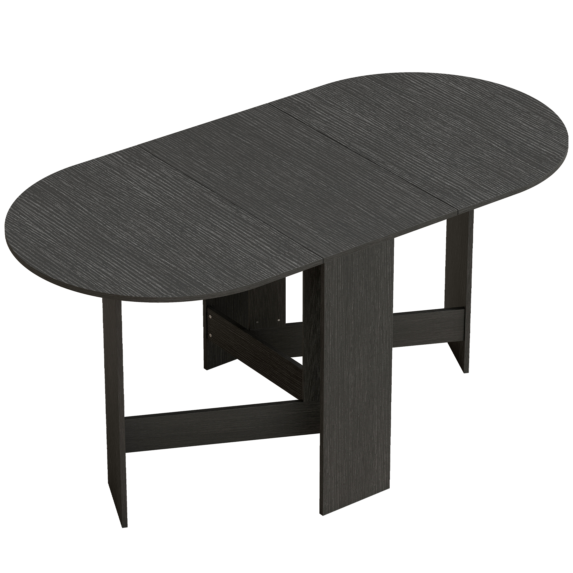 HOMCOM Klappbarer Esstisch, Ovaler klappbarer Küchentisch, 163x80x75 cm mit ausklappbaren Flügeln, bis zu 6 Personen, für Esszimmer, Wohnzimmer, kleine Räume, Schwarz Aosom