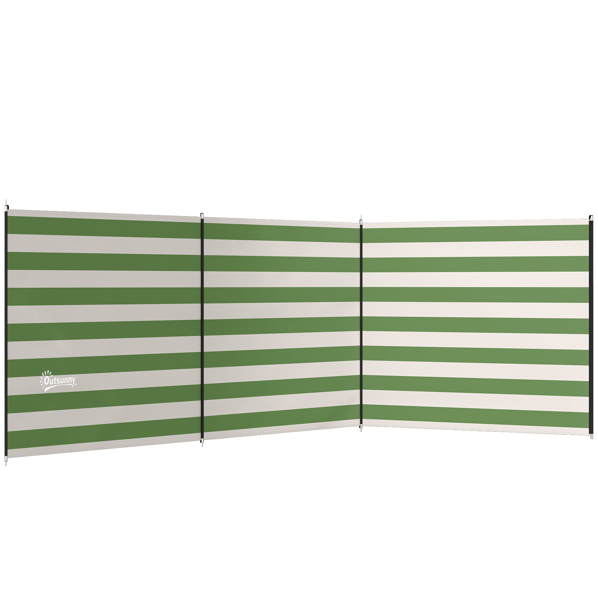 Outsunny 4 Pole Camping Windbreaks, Beach Wind Shield Shelter with Carry Bag and Steel Poles, 540cm x 150cm