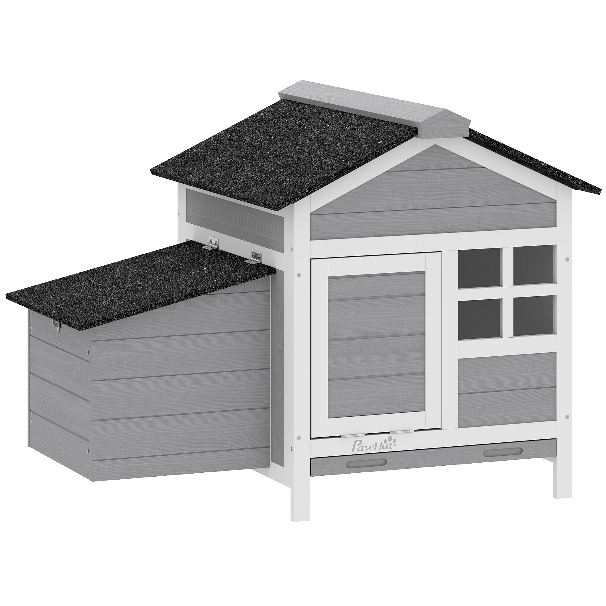 PawHut Wooden Chicken Coop with Pull-Out Tray Nesting Box for 1-2 Chickens