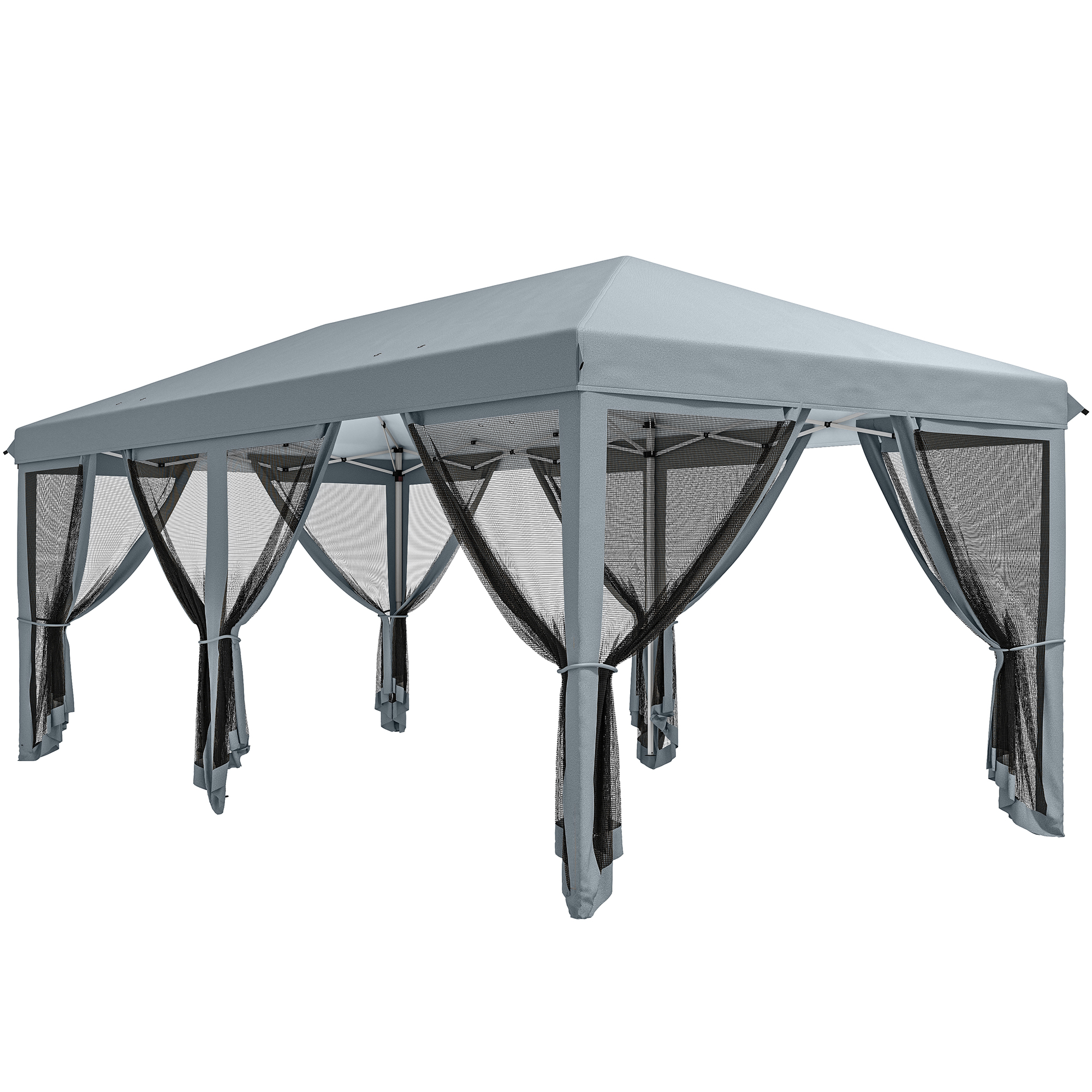 Outsunny 6x3m Pop Up Gazebo, Wedding Tent w/ 6 Mesh Walls & Carry Bag, Grey   Aosom UK