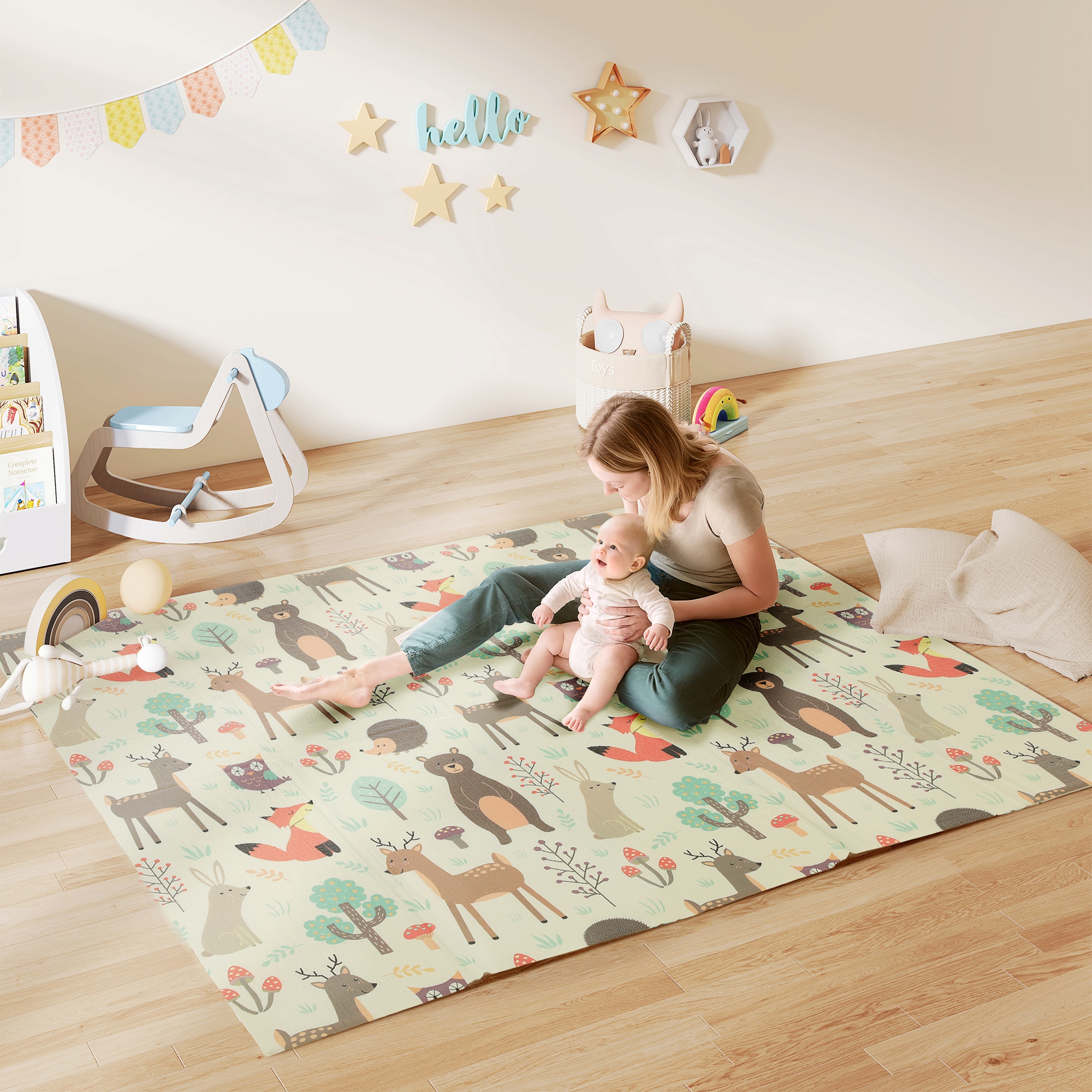 AIYAPLAY Krabbelmatte Spielmatte Baby Faltbar 196 x 176 x 1,5 cm Doppelseit günstig online kaufen