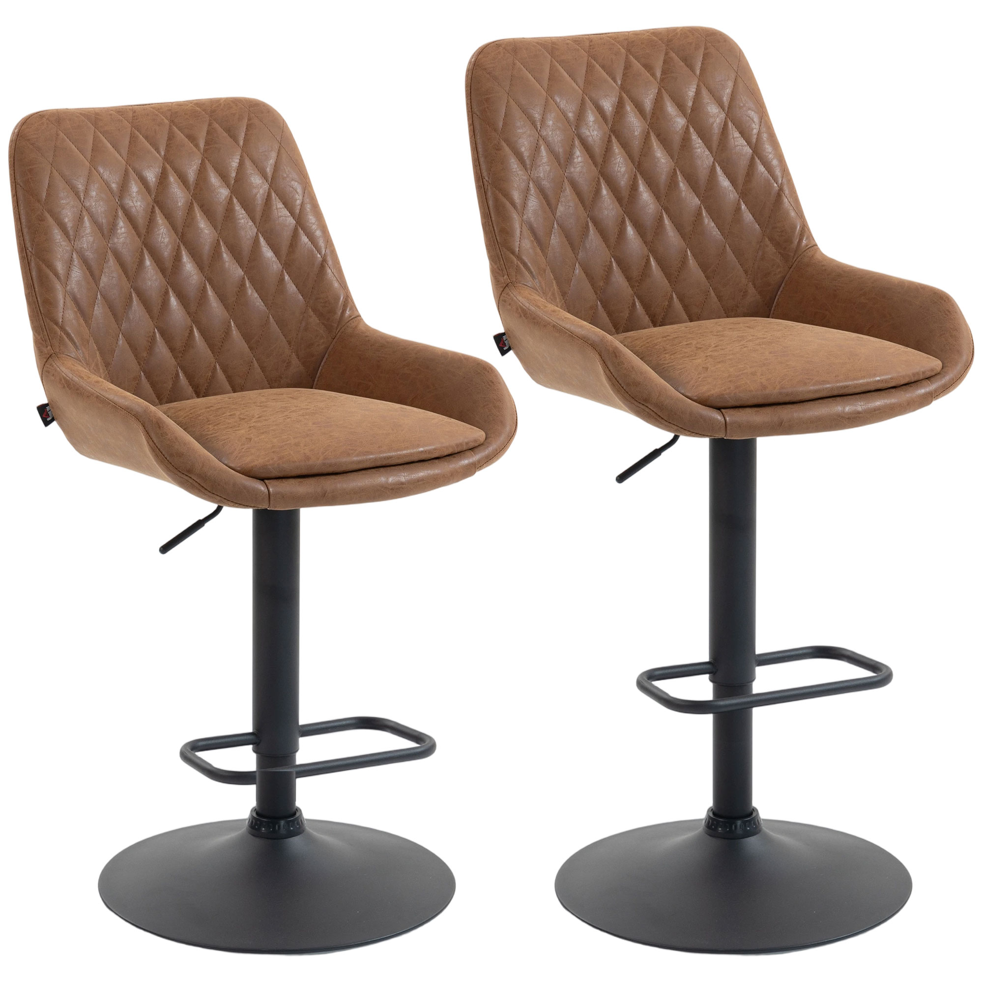 HOMCOM Set of Two Faux Leather Retro Bar Stools - Orange