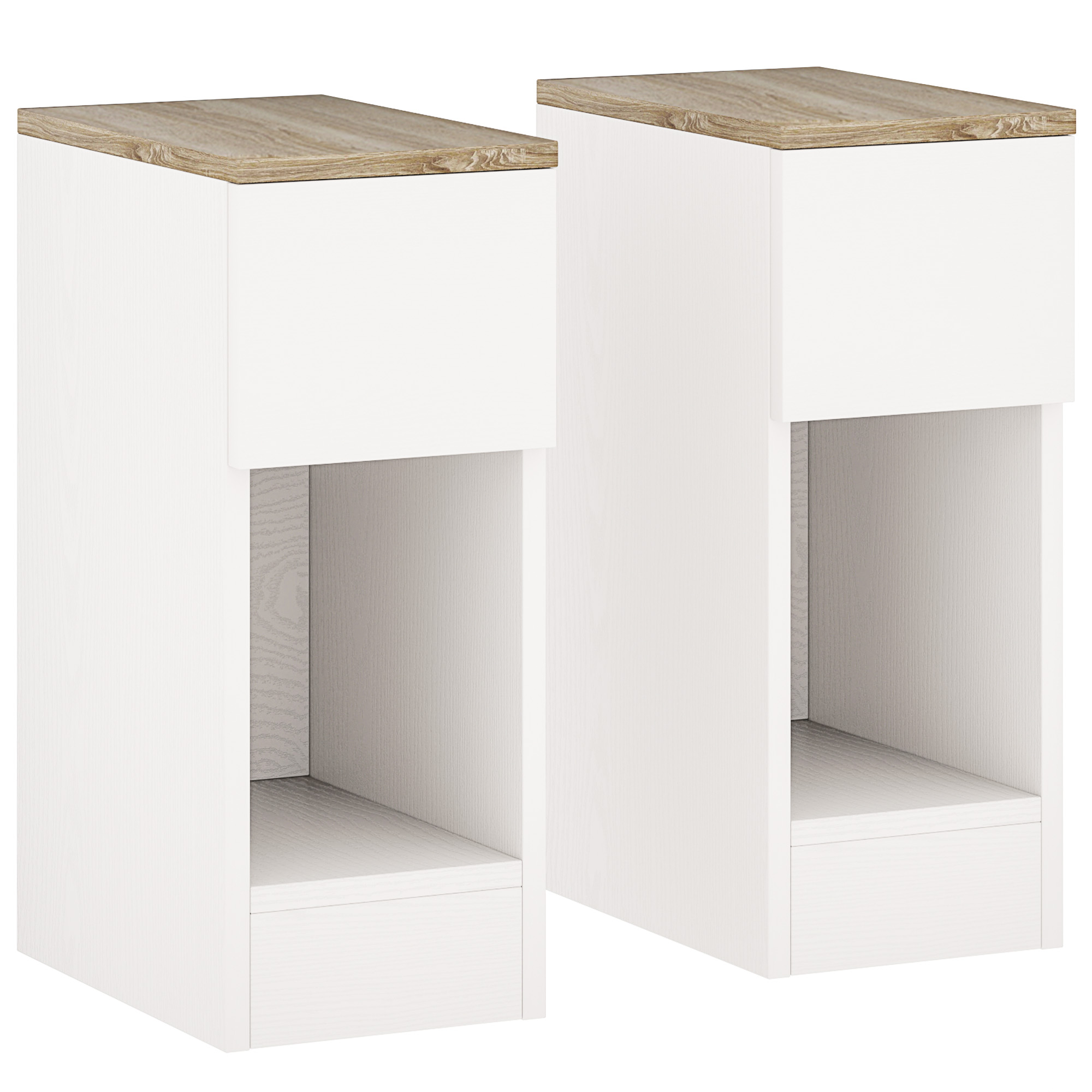HOMCOM Set of Two Modern Storage Bedside Tables - White   Aosom UK