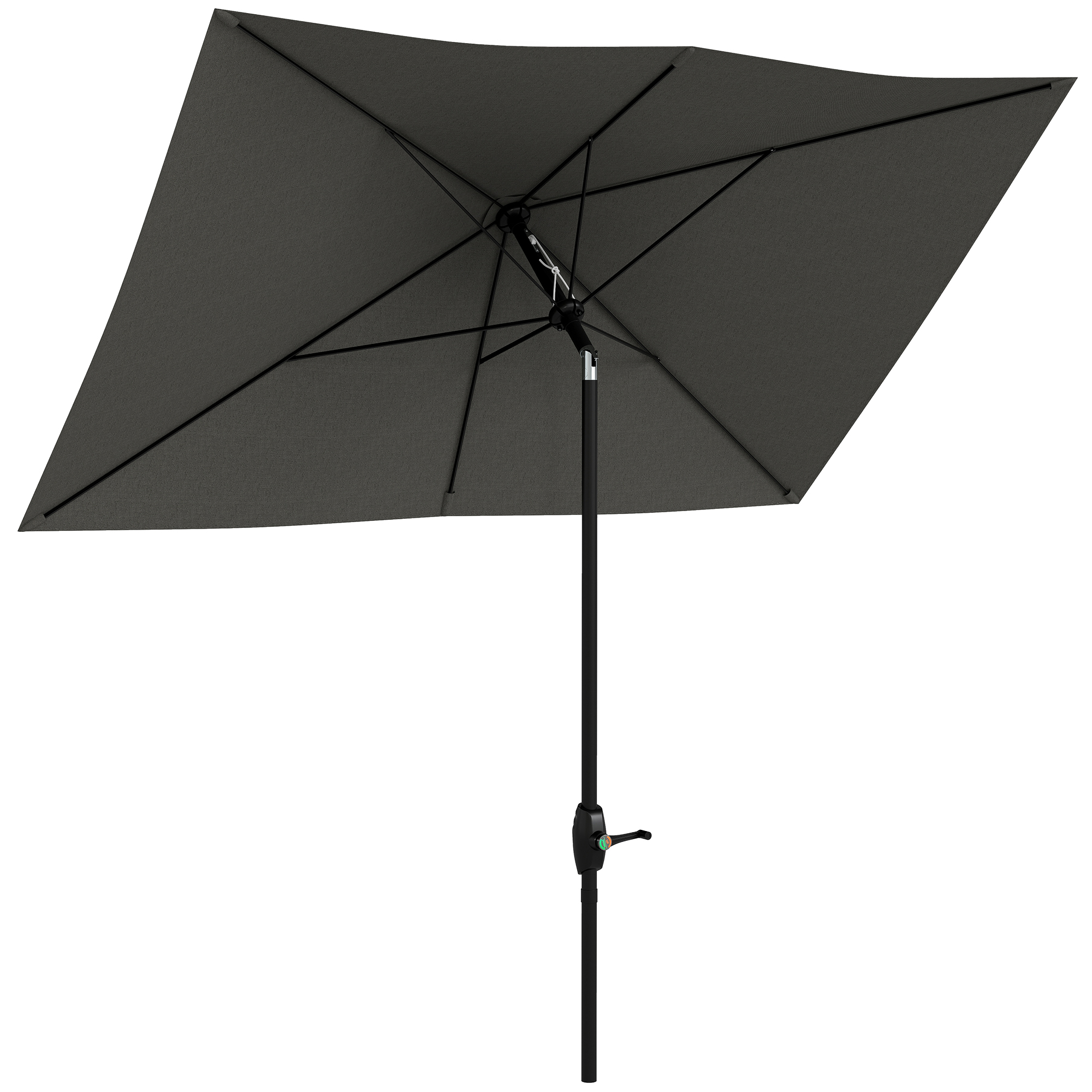 Outsunny Umbrelă de Soare Dreptunghiulară Umbrelă pentru terasă cu înclinare și deschidere cu manivelă 300x200x248 cm Gri | Aosom Romania