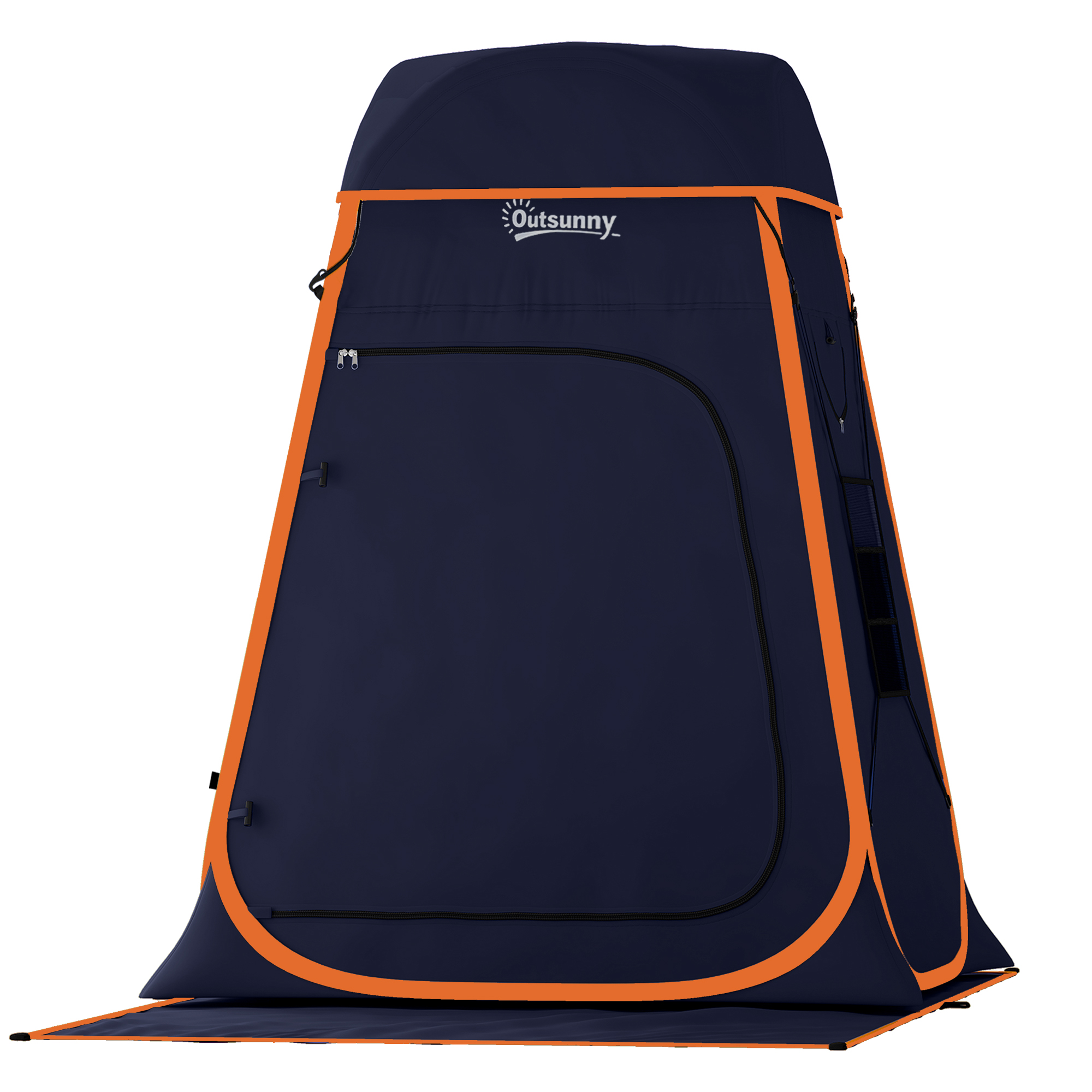 Outsunny Tente de douche portable Pop Up Toilette tente de camping Pliable Toit Amovible Poche Sac 152 x 152 x 200 cm bleu foncé