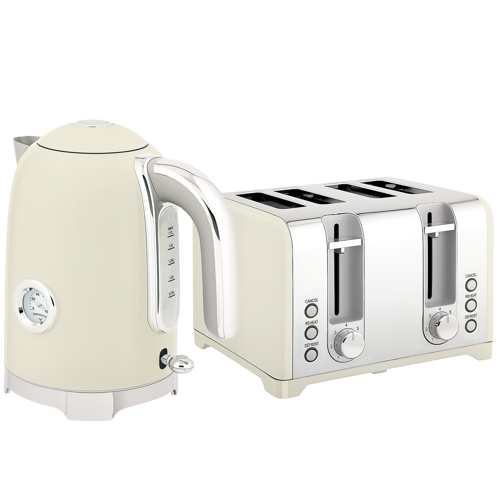 HOMCOM Retro 3000W Kettle and Toaster Set - Grey