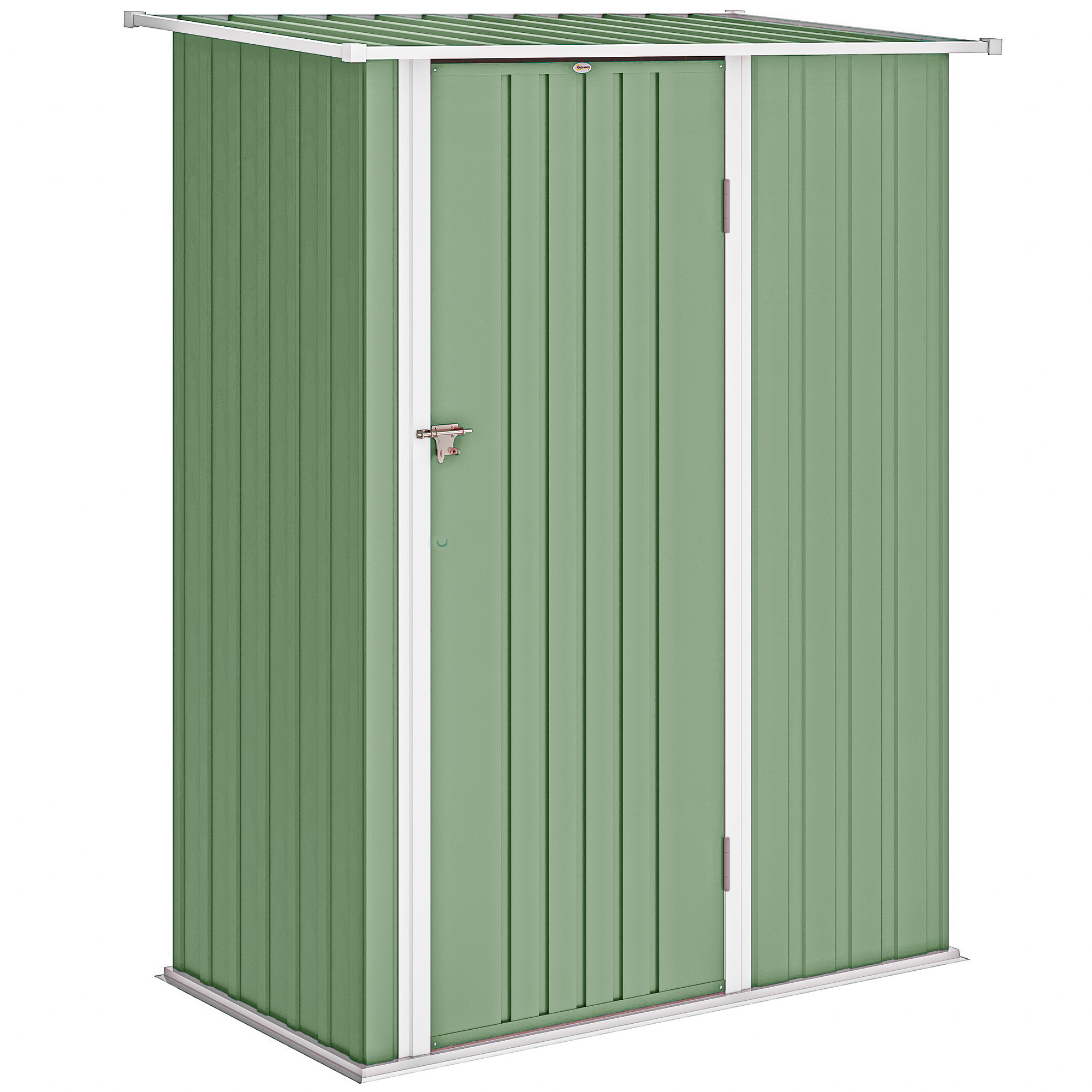 Outsunny Căsuță de Grădină 1.07m² din Oțel Galvanizat Magazie pentru Unelte cu Ușă Blocabilă și Acoperiș Înclinat 142x86x189 cm Verde Deschis | Aosom Romania