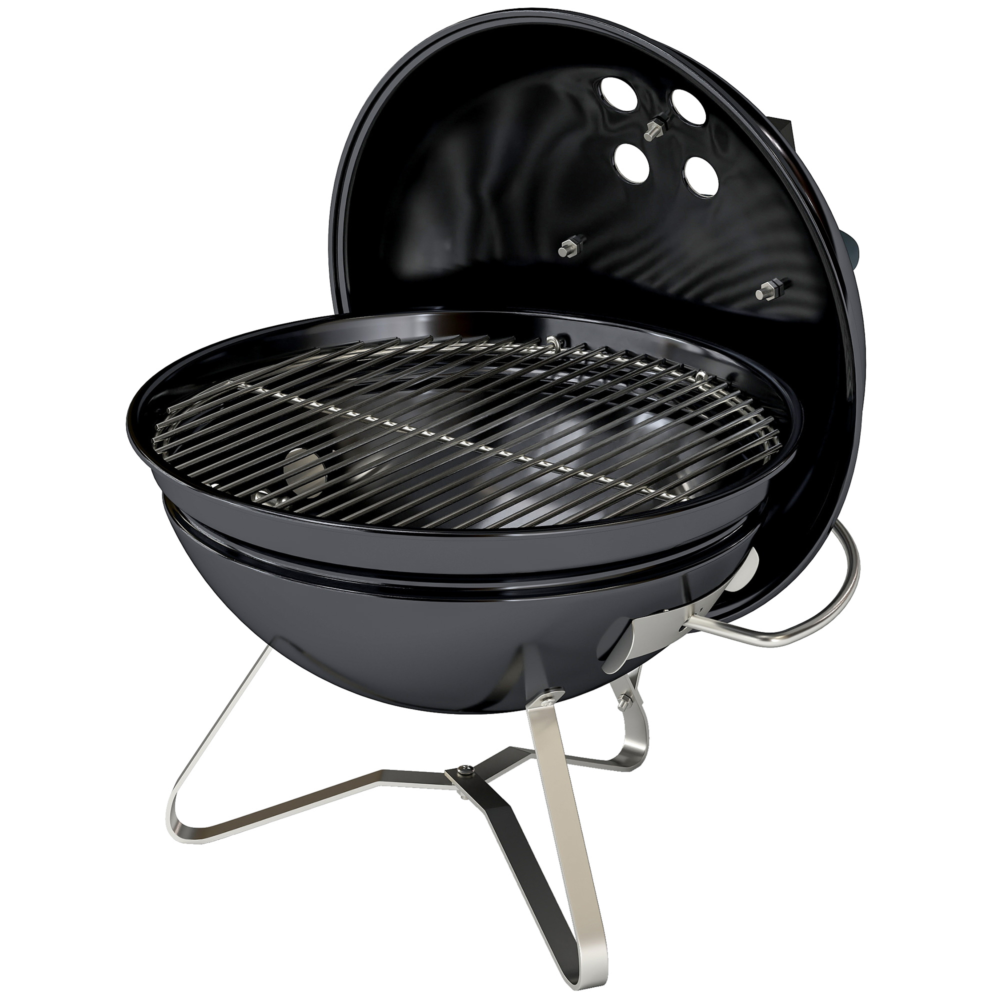 Outsunny Barbecue à charbon Barbecue boule portable avec poignée de couvercle et bouches d'aération réglables pour barbecue 41x41x44 cm Noir