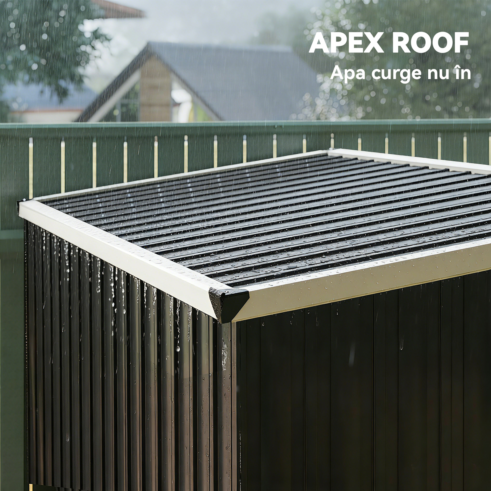  sopron de Gradina din Otel Galvanizat, Usa Blocabila, 231 x 125 x 162 cm, Gri inchis [5]