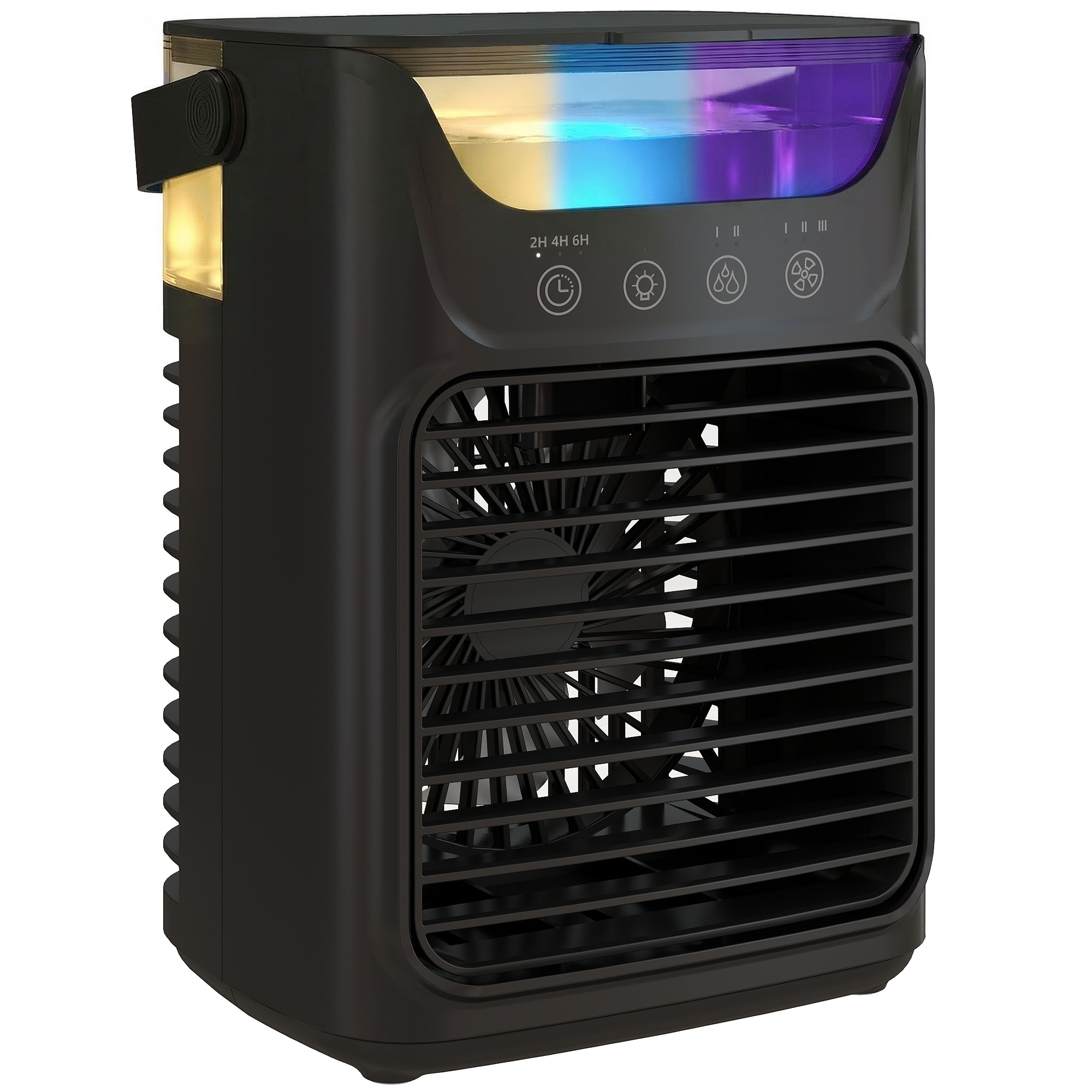 HOMCOM Desk Fan with Adjustable Head, 3-Speed Small Fan with 700ml Water Tank Black