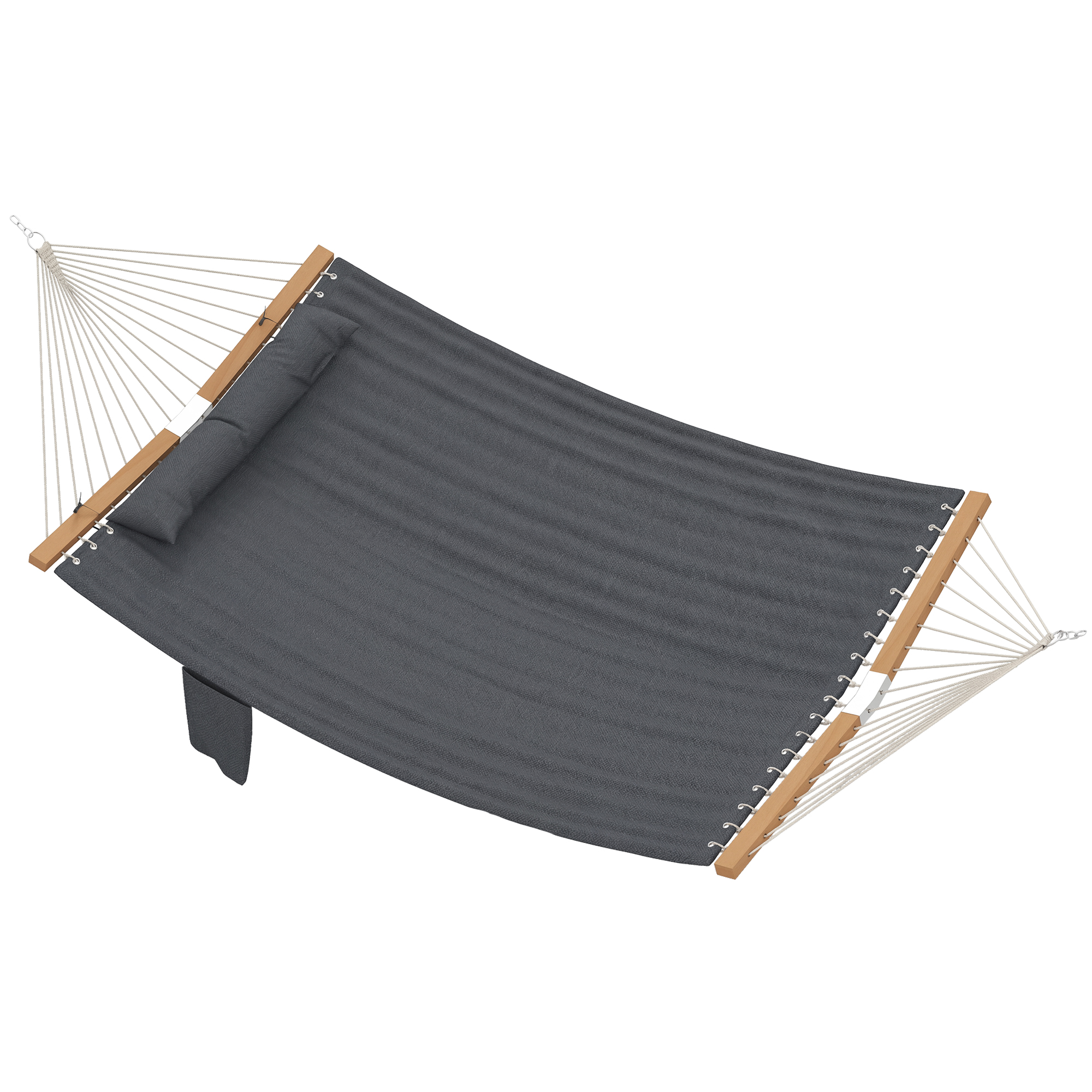 Outsunny Hamak zewnętrzny 200x140 cm, dwuwarstwowy hamak z poduszką, kieszenią na magazyny i drewnianymi poprzeczkami, do 200 kg | Aosom PL
