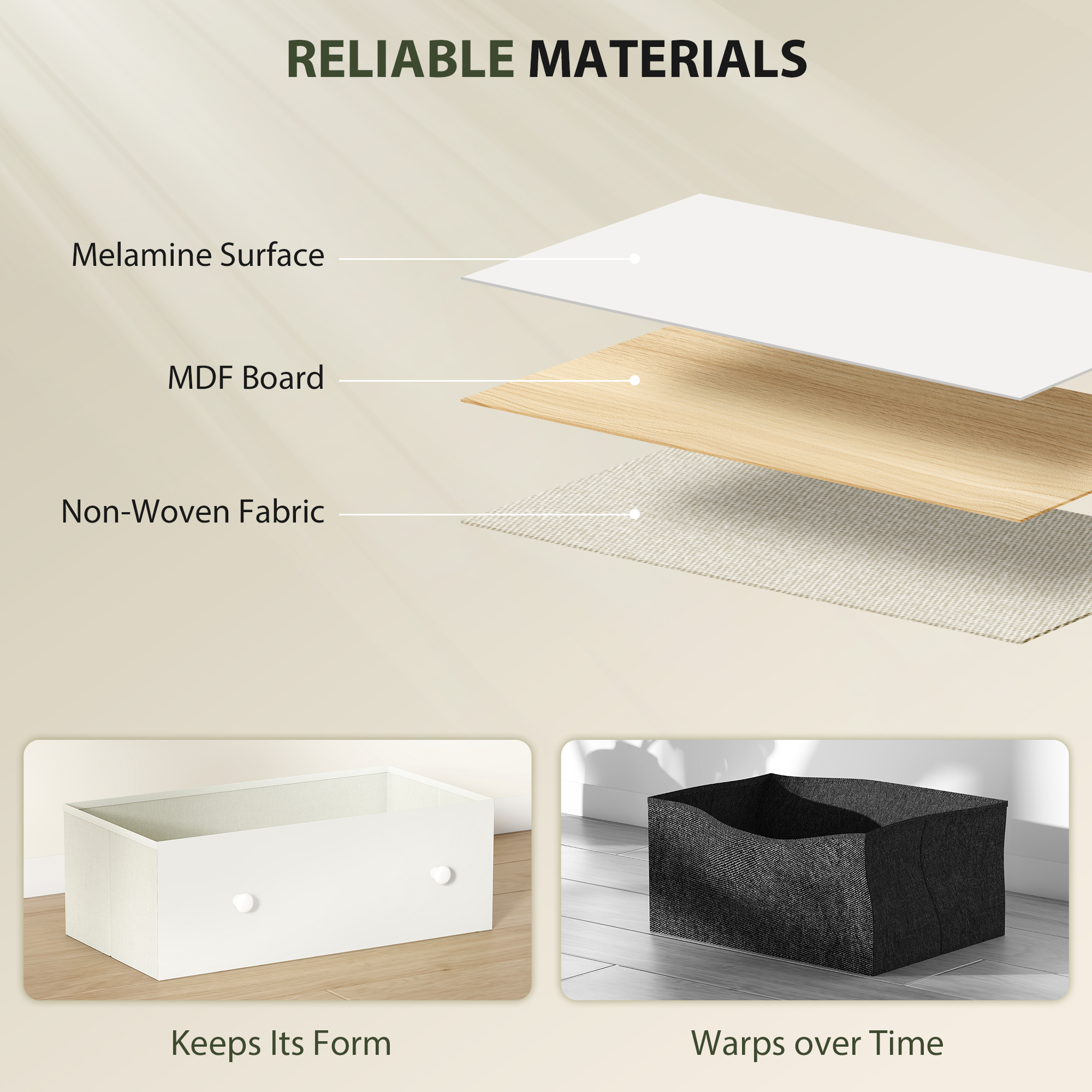  Comoda cu 6 sertare pliabile cu manere duble, din lemn, otel si material textil, 114x30x70 cm, alb si gri [4]