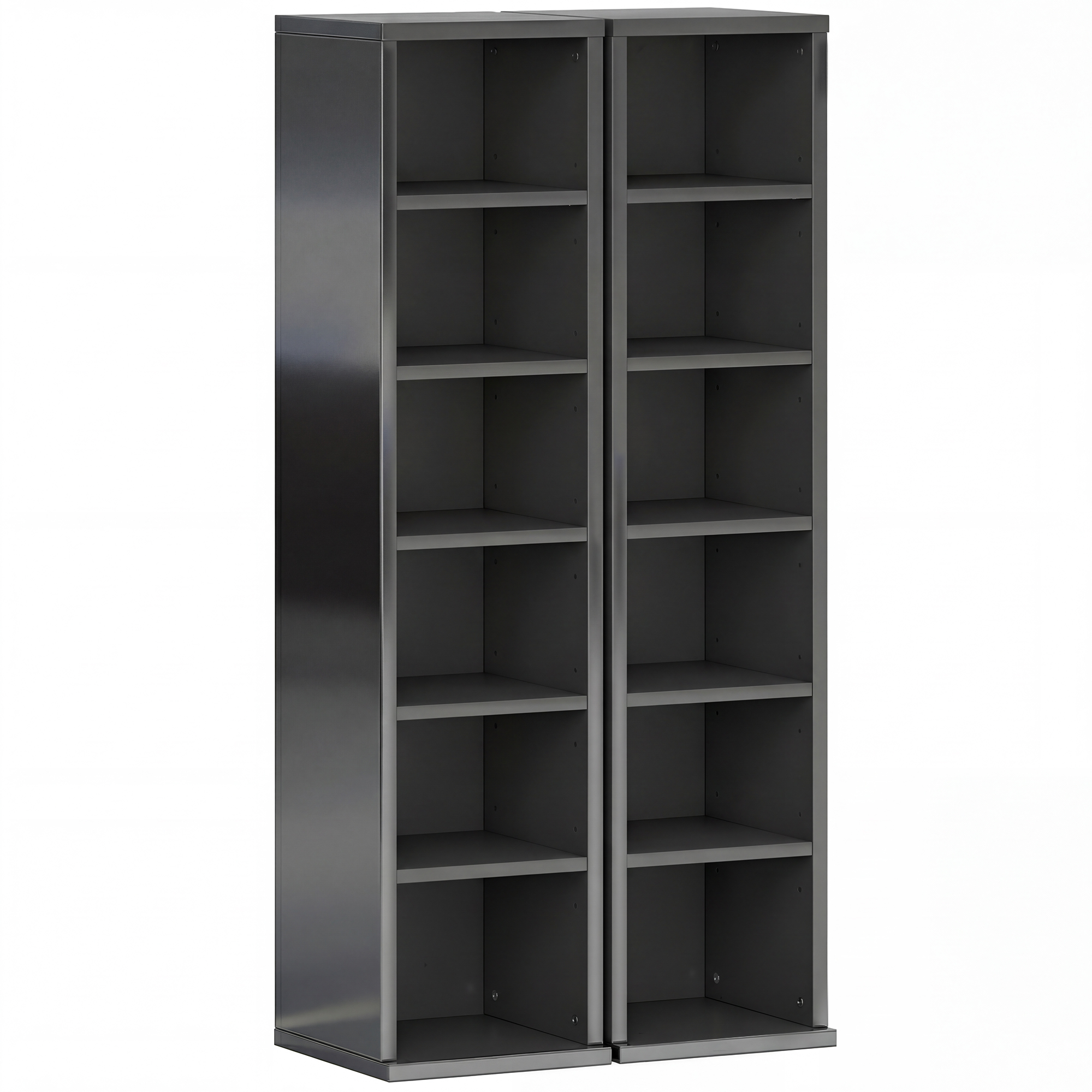 HOMCOM Set of 2 CD Media Display Shelf Unit Tower Rack with Adjustable Shelves, High Gloss Black