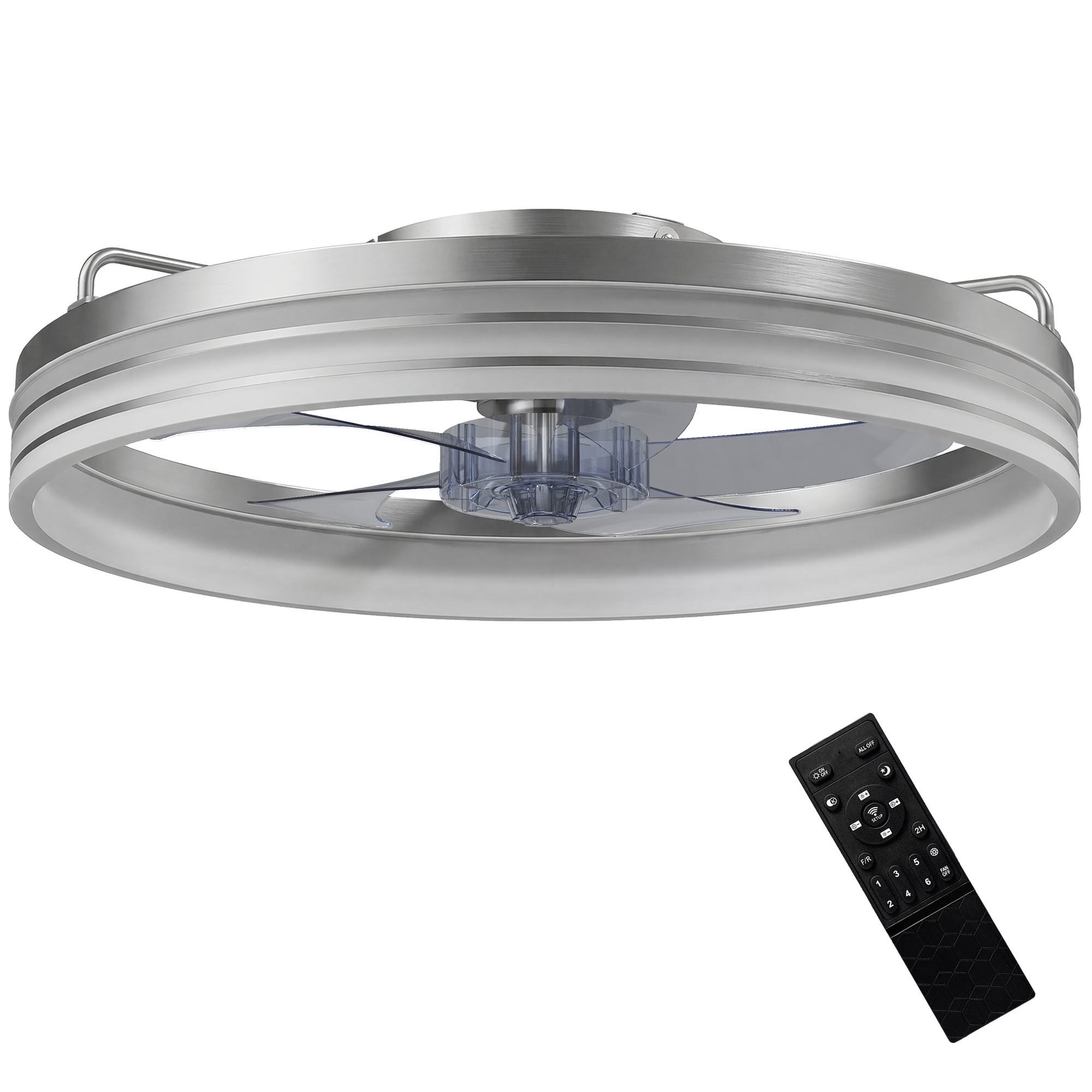 HOMCOM Ceiling Fans with Lights and Remote & App Control, 50cm LED Ceiling Fan Light with 3 Colour Temperatures, 6 Speed, Silver