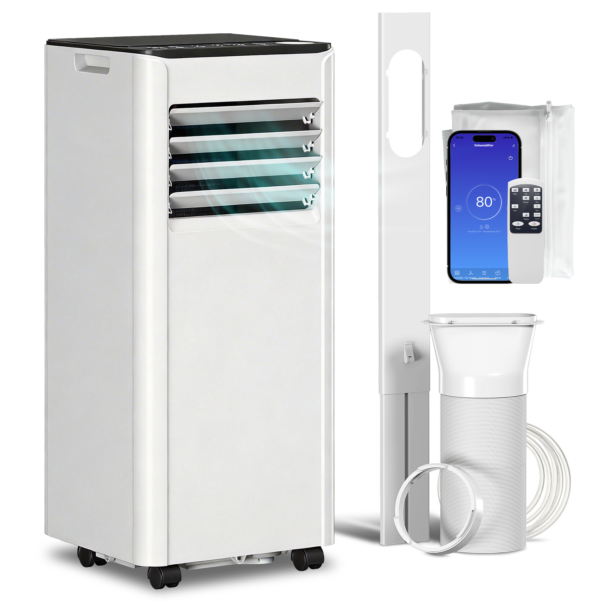 HOMCOM Portable Air Conditioner 7000 BTU, 4-in-1 AC Unit with Cool, Dehumidifier, Fan, Sleep Mode, WiFi Voice Remote Control