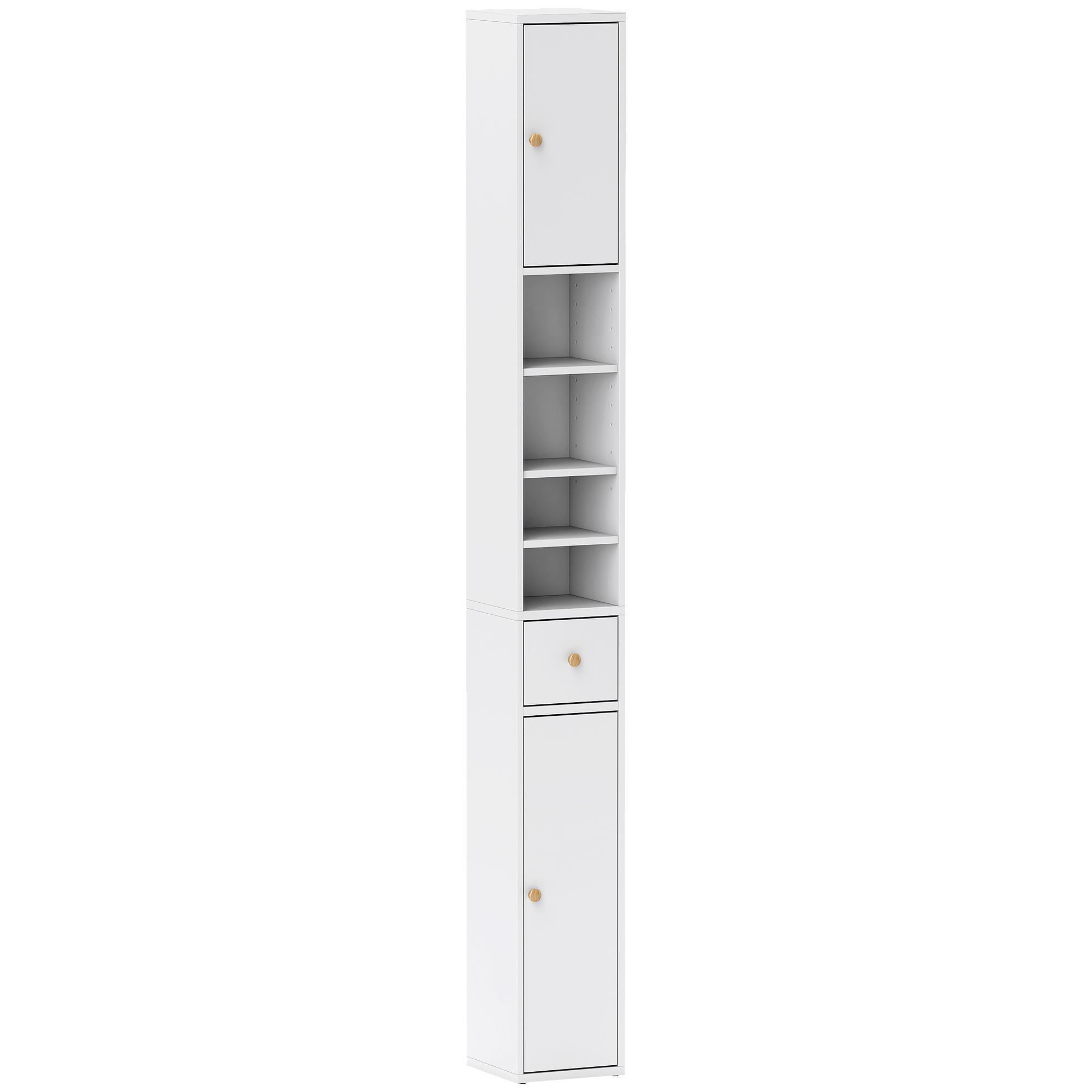 HOMCOM 178 cm Narrow Tall Bathroom Cabinet - White