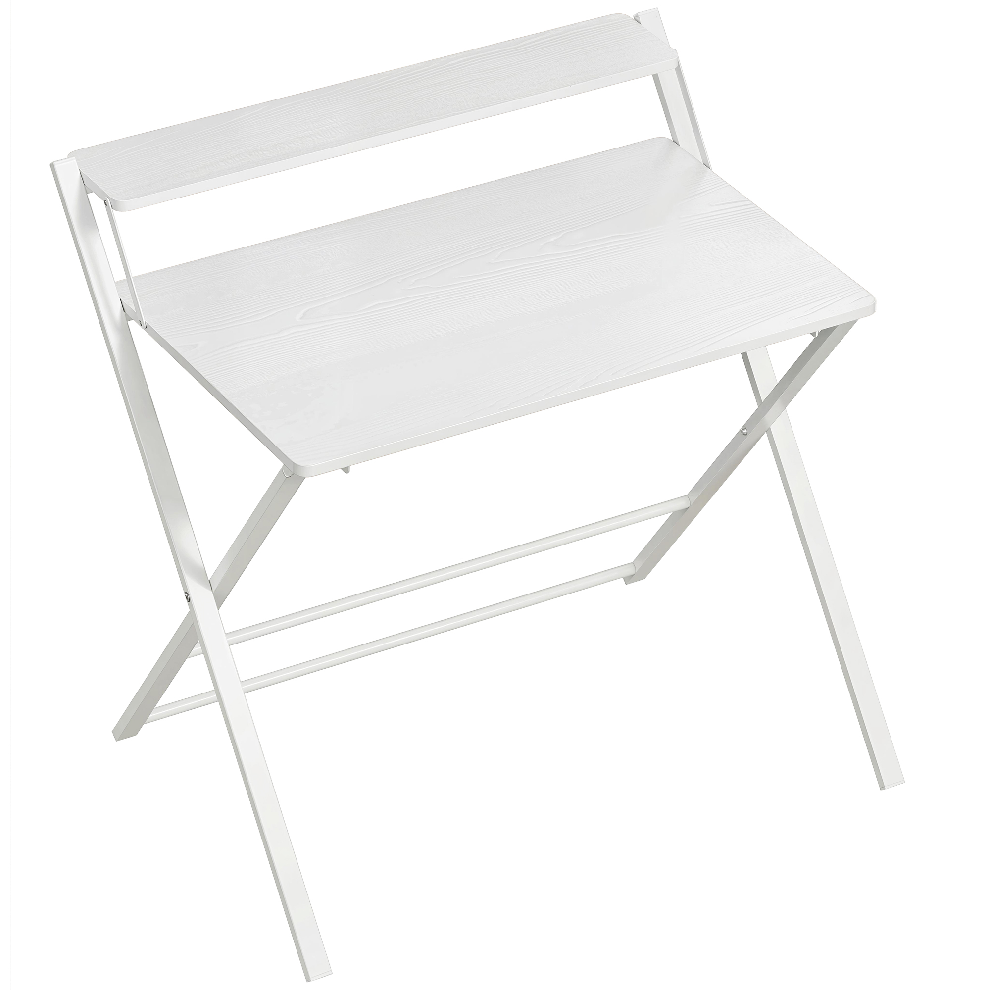 HOMCOM Compact Folding Desk for Small Spaces with Storage Shelf for Home Office, White