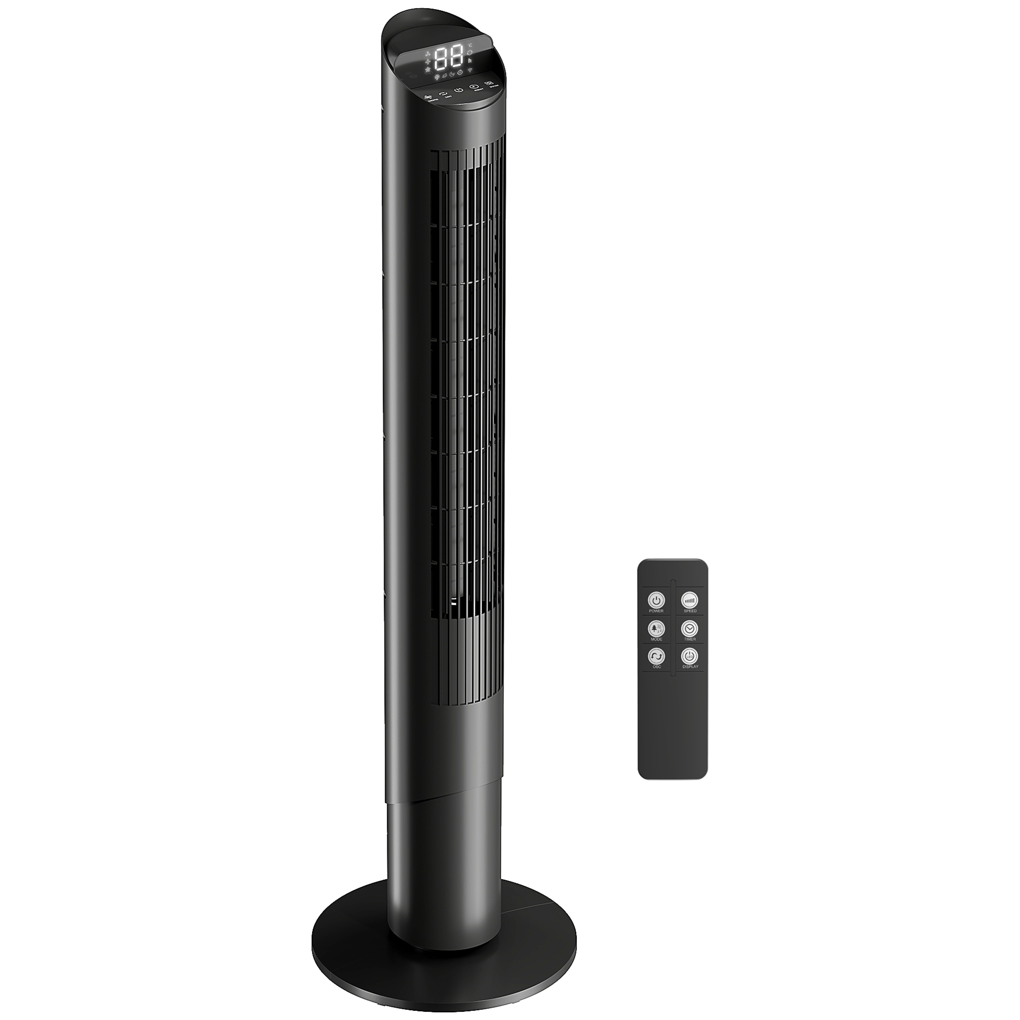 HOMCOM Tower Fan with WiFi App Control Standing Floor Cooling Fan Remote Control 101.8 cm Black