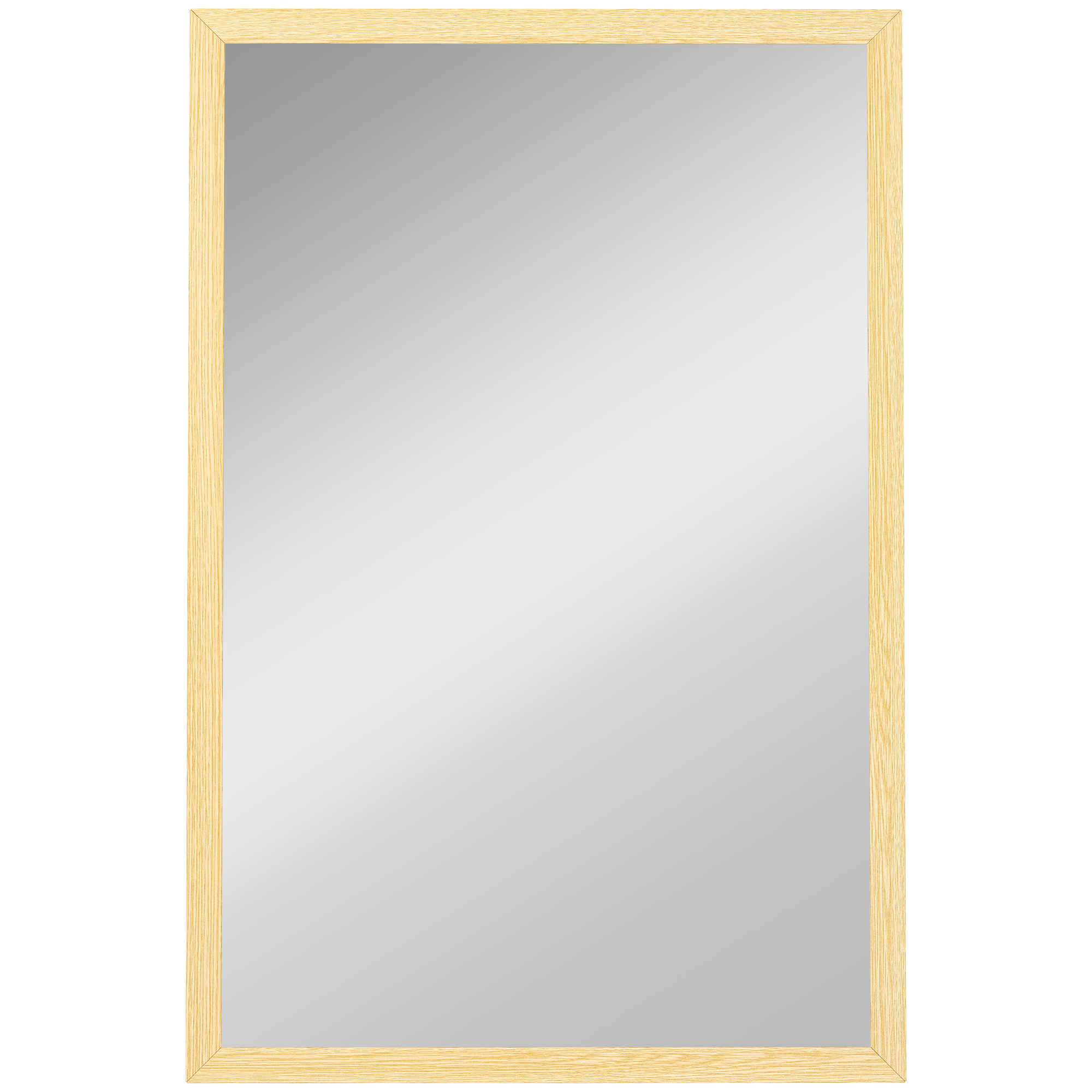 HOMCOM Wall Bathroom Mirror, 60 x 40 cm Wall-Mounted Mirror for Living Room, Bedroom, Hallway, Natural Wood Finish