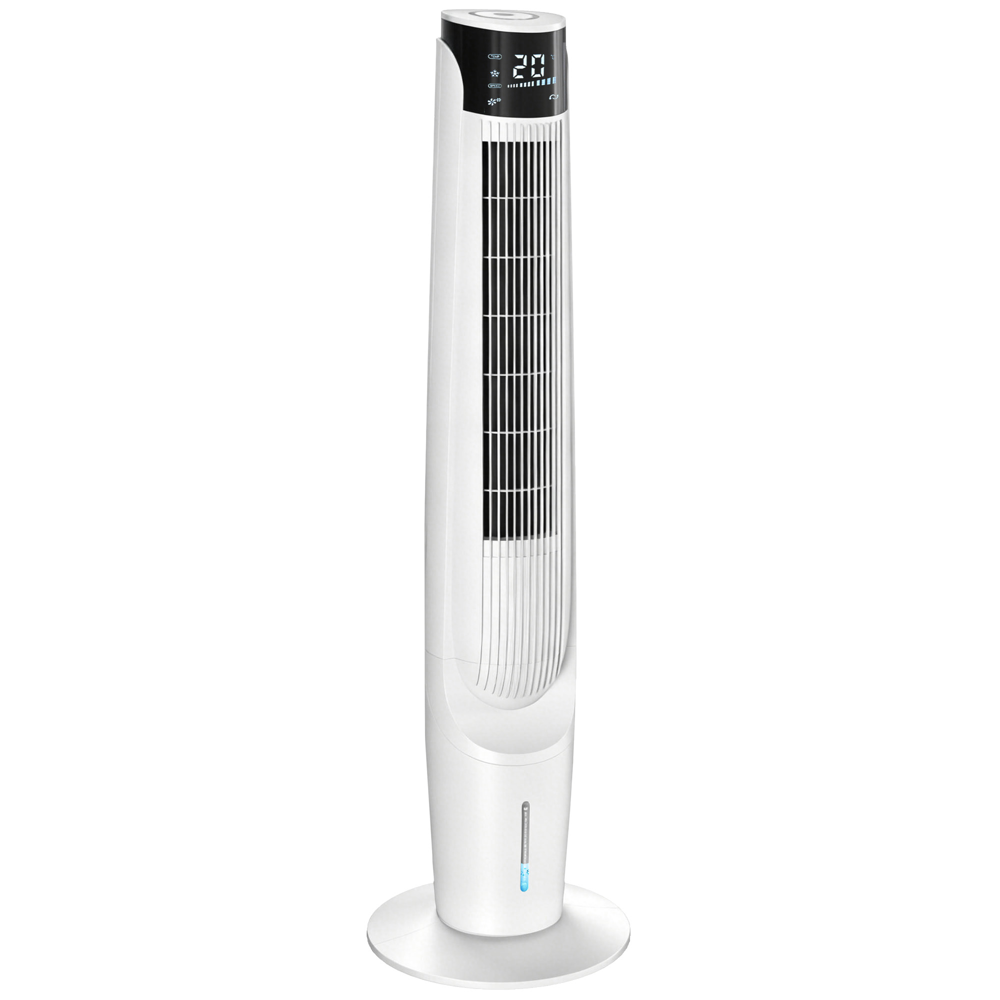 HOMCOM Air Cooler with LED Display and Remote Control, Oscillating Ice Cooling Fan with 3 Speeds, 4 Modes, 12 Hour Timer, White